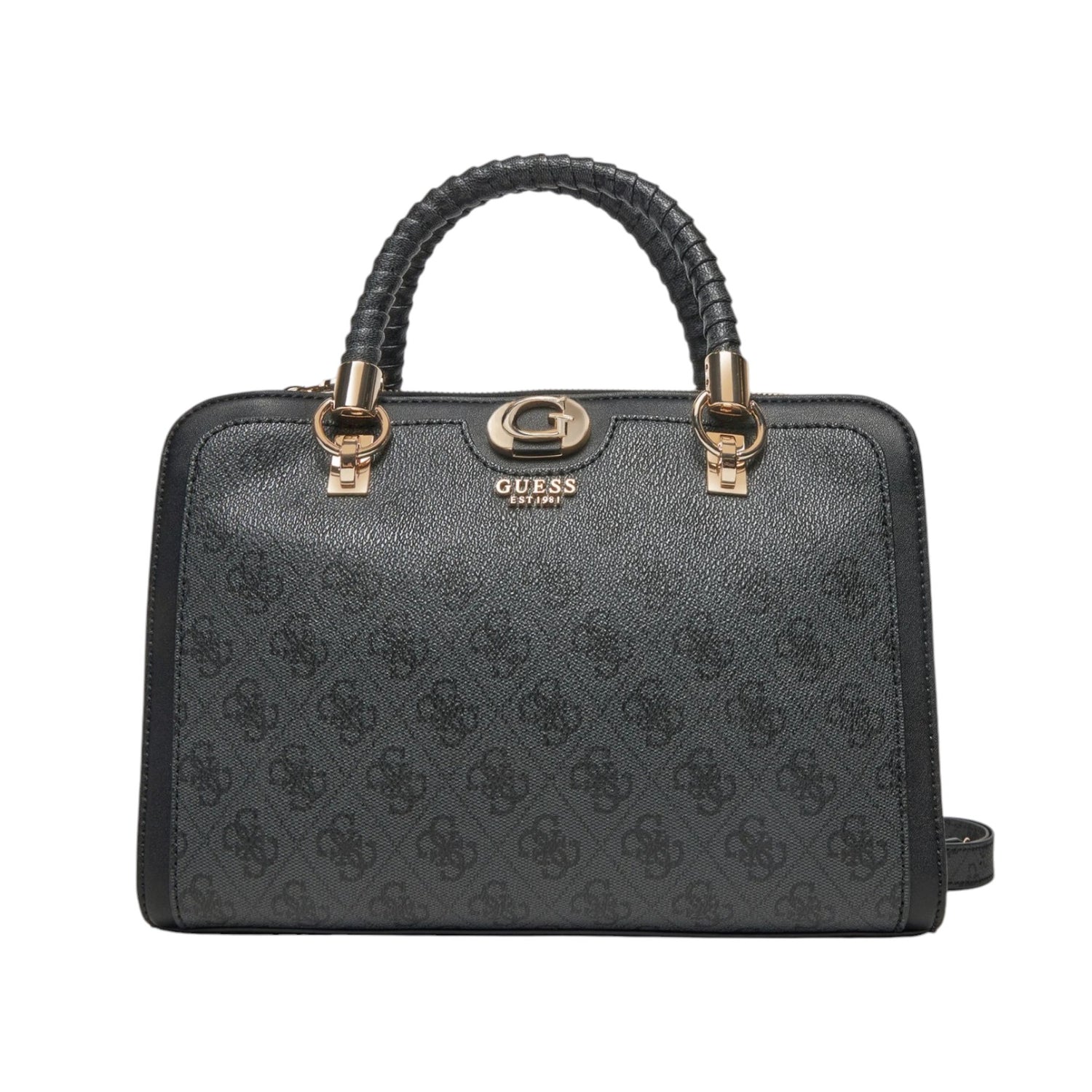 Guess Borsa a Mano Nera Orlina 4G Logo con Tracolla da Donna