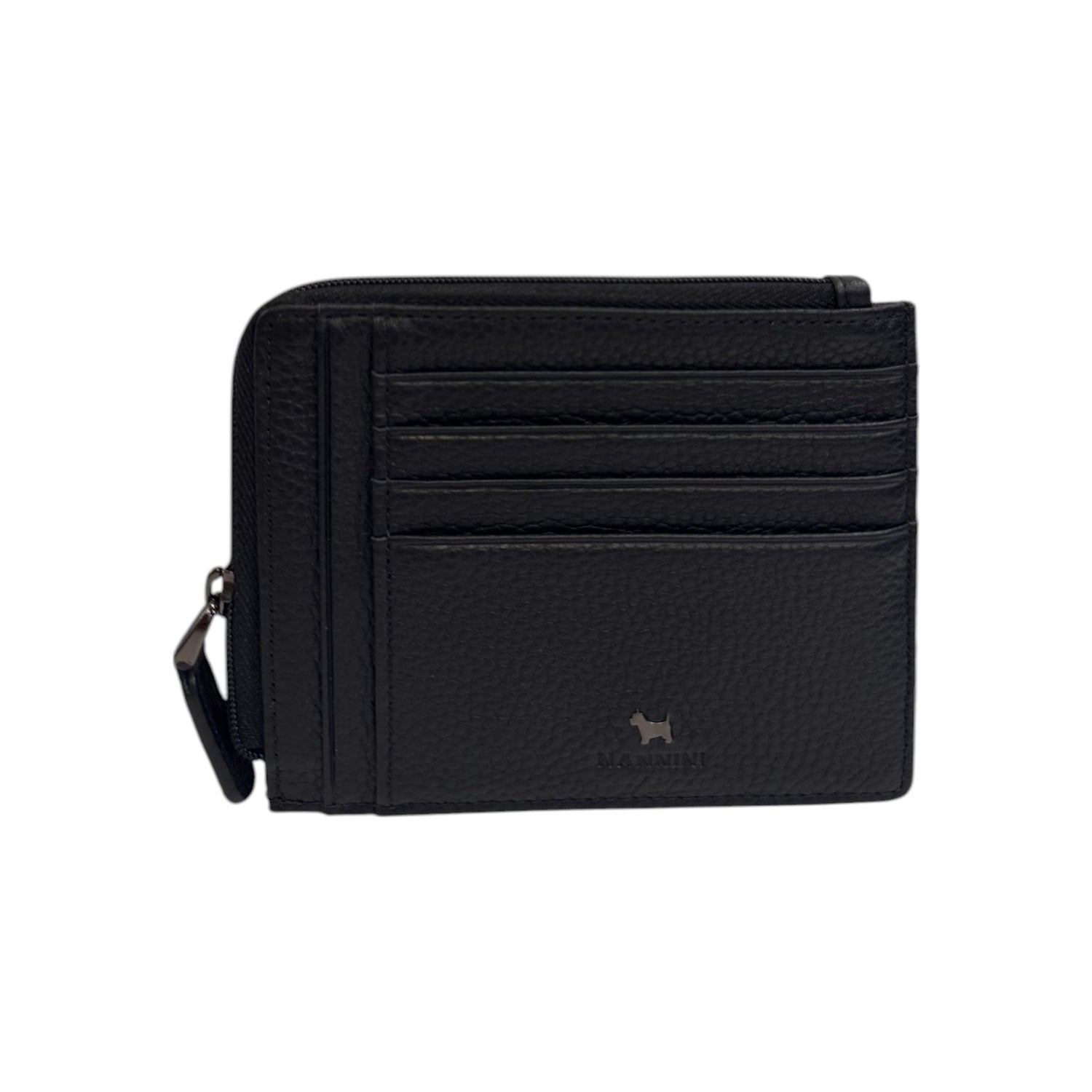 Nannini Firenze Portacarte Unisex in Pelle Lima Nero con Zip