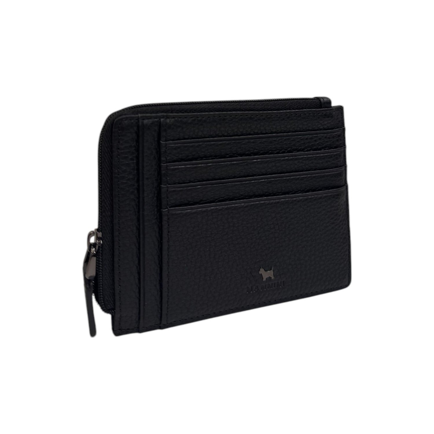 Nannini Firenze Portacarte Unisex in Pelle Lima Nero con Zip