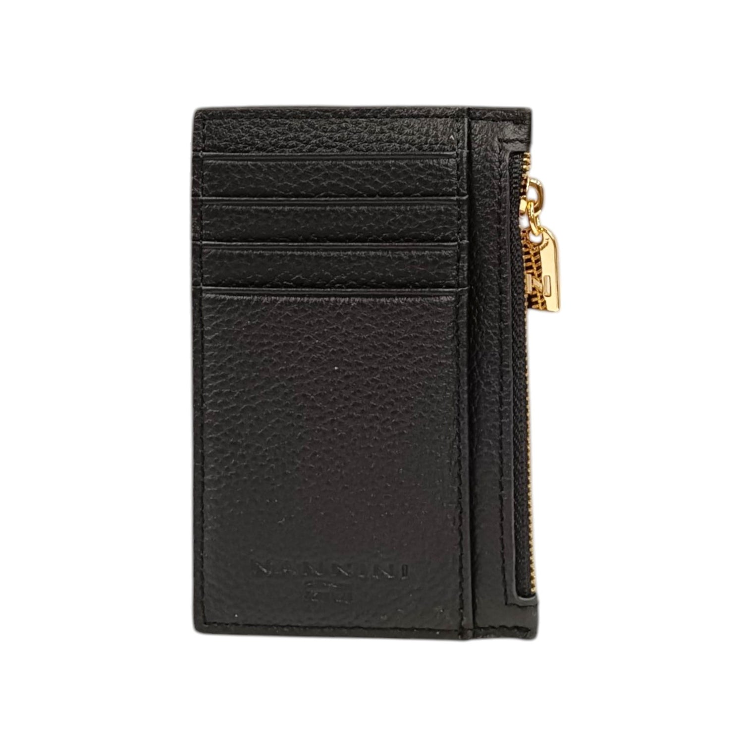 Nannini Firenze Portacarte Donna in Pelle Wallis Blu con Zip Dorata