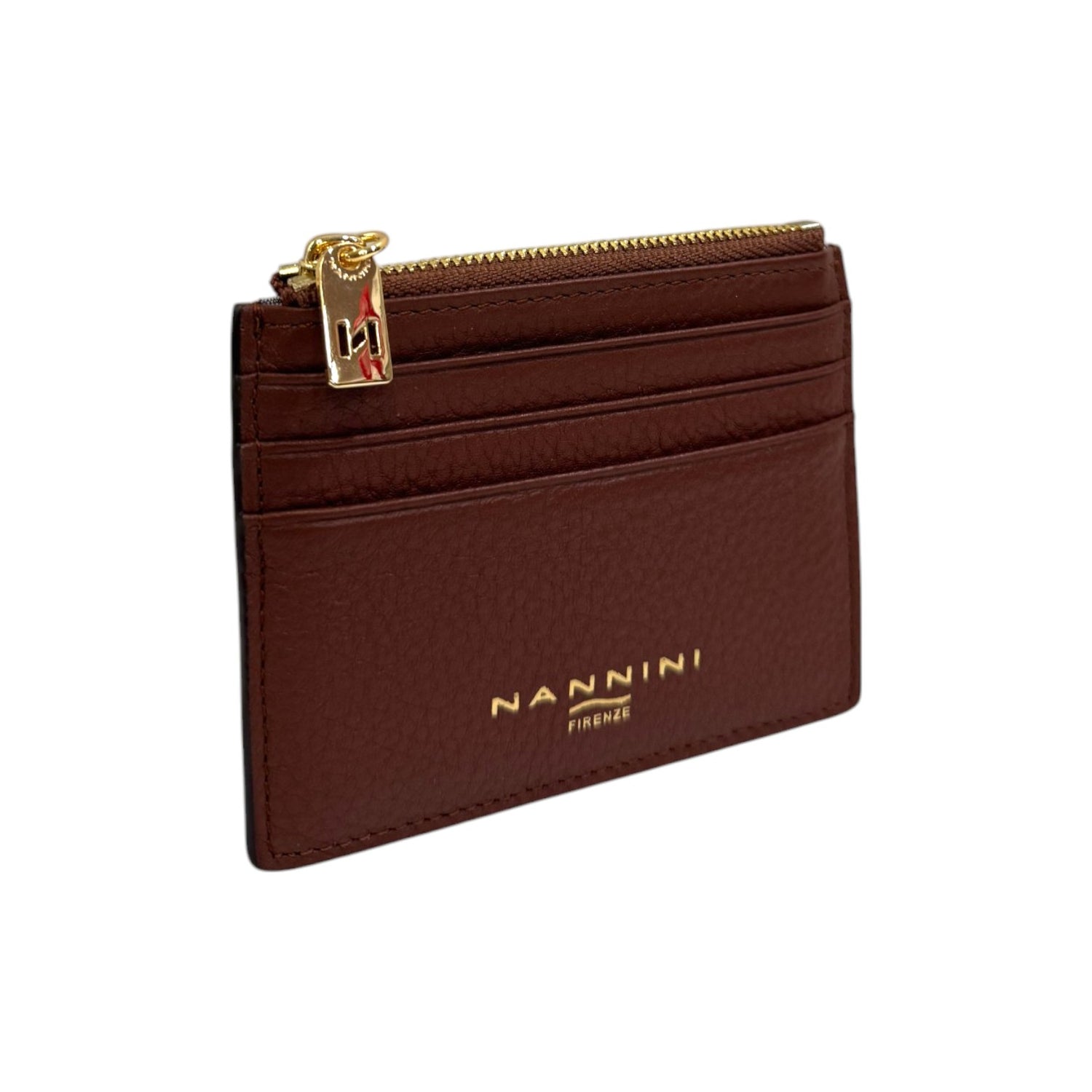Nannini Firenze Portacarte Donna in Pelle Wallis Bruciato con Zip Dorata
