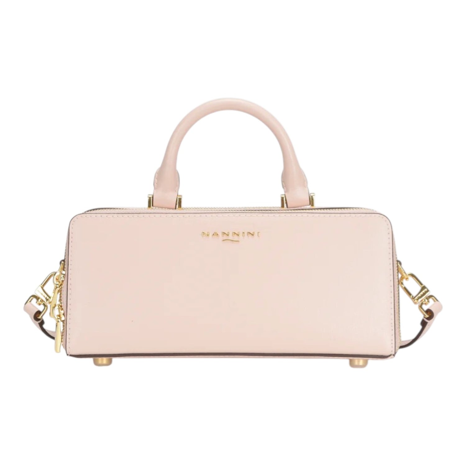 Nannini Firenze Borsa a Mano Flora Rettangolare Donna in Pelle Cipria con Tracolla