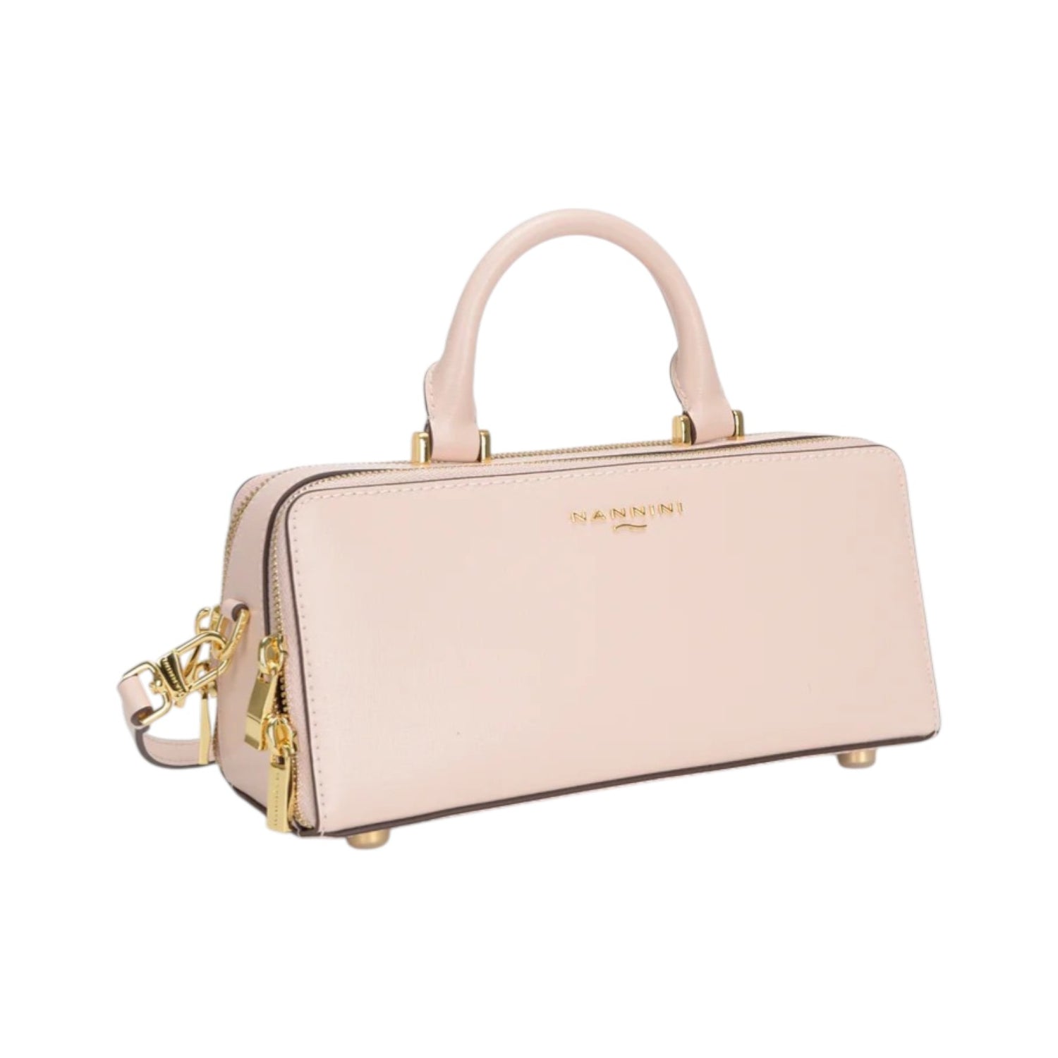 Nannini Firenze Borsa a Mano Flora Rettangolare Donna in Pelle Cipria con Tracolla