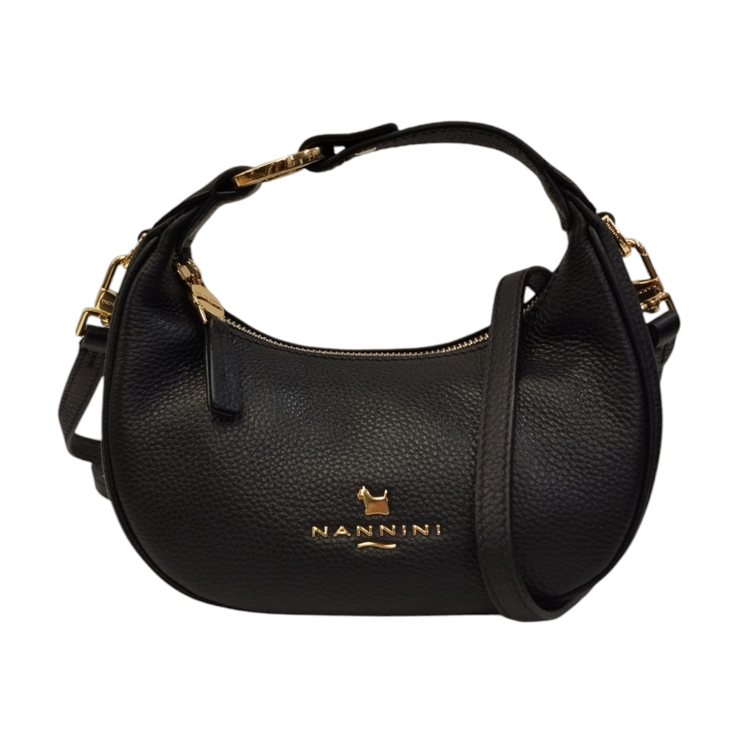 Nannini Firenze Borsa a Mano Piccola Keira Donna in Pelle Nera con Tracolla