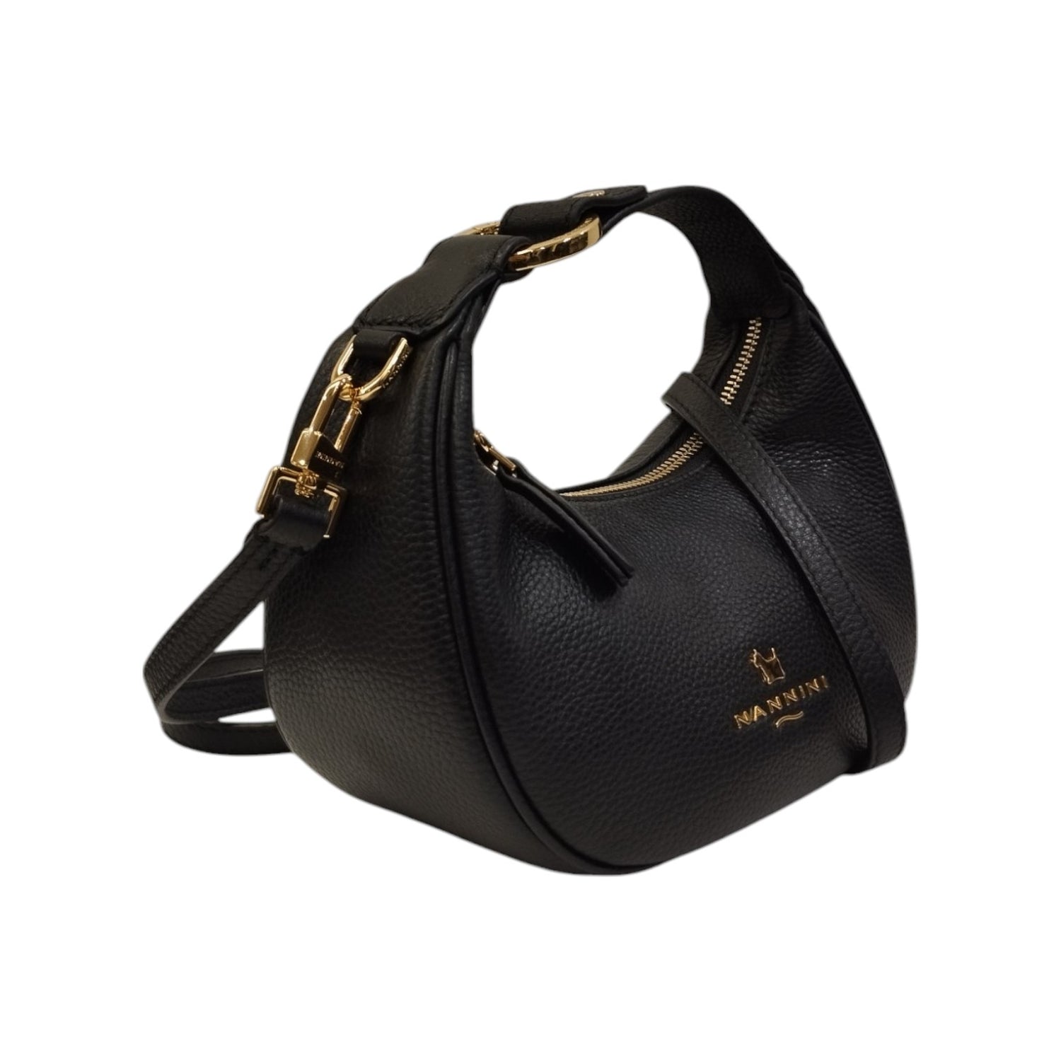 Nannini Firenze Borsa a Mano Piccola Keira Donna in Pelle Nera con Tracolla