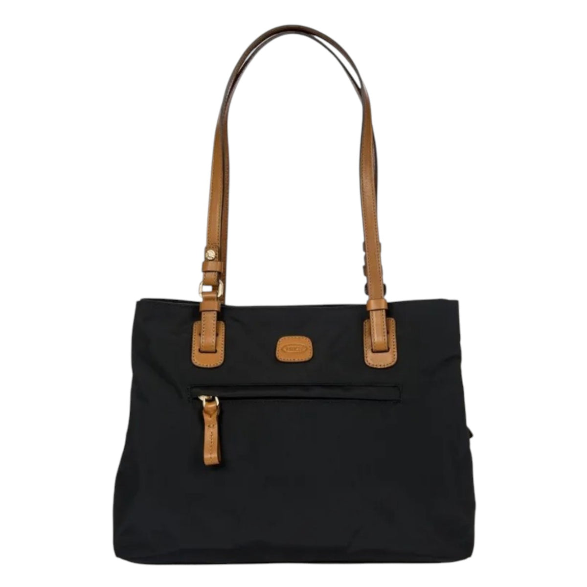 Bric's Shopper Media Donna in Tessuto Nero con Manici in Pelle