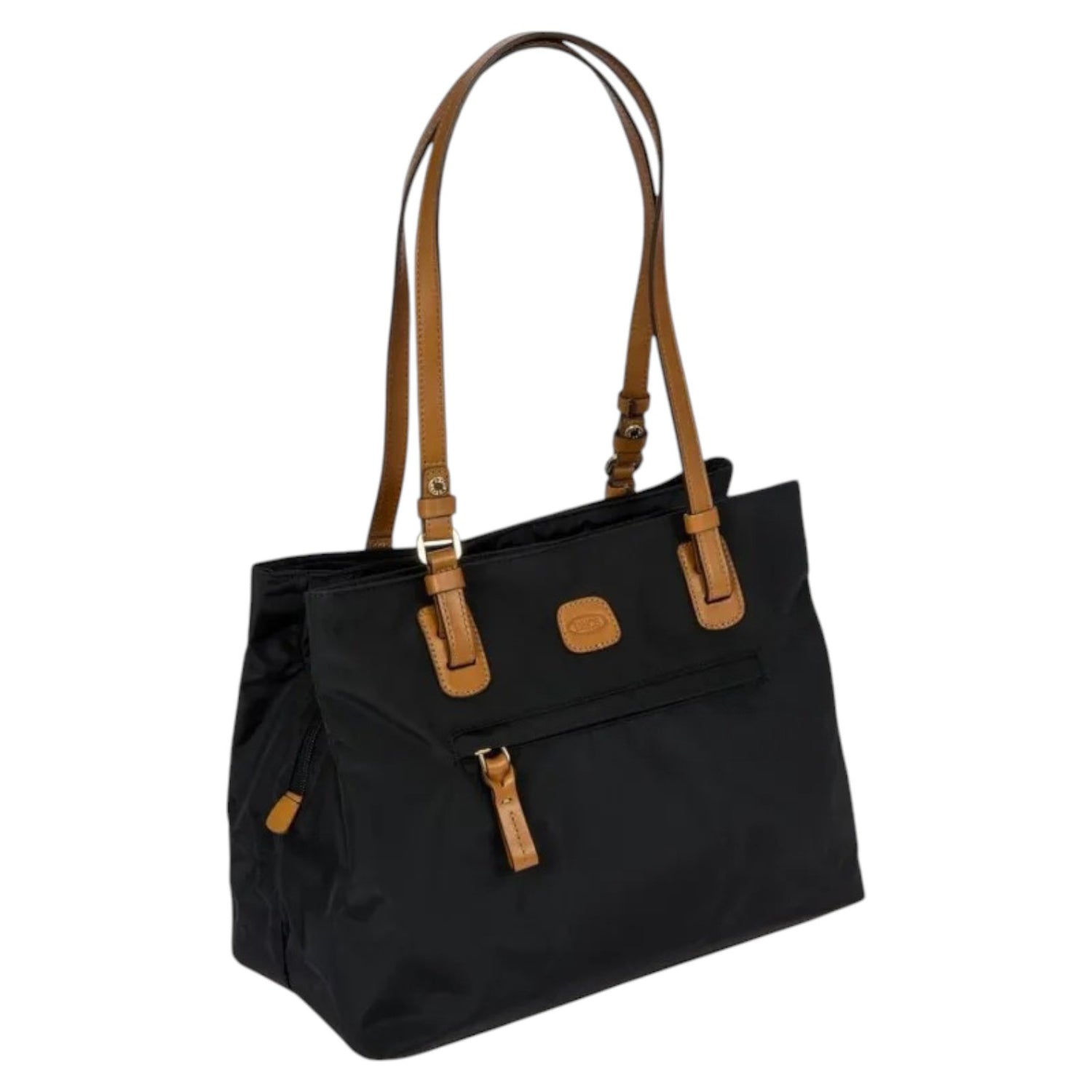 Bric's Shopper Media Donna in Tessuto Nero con Manici in Pelle