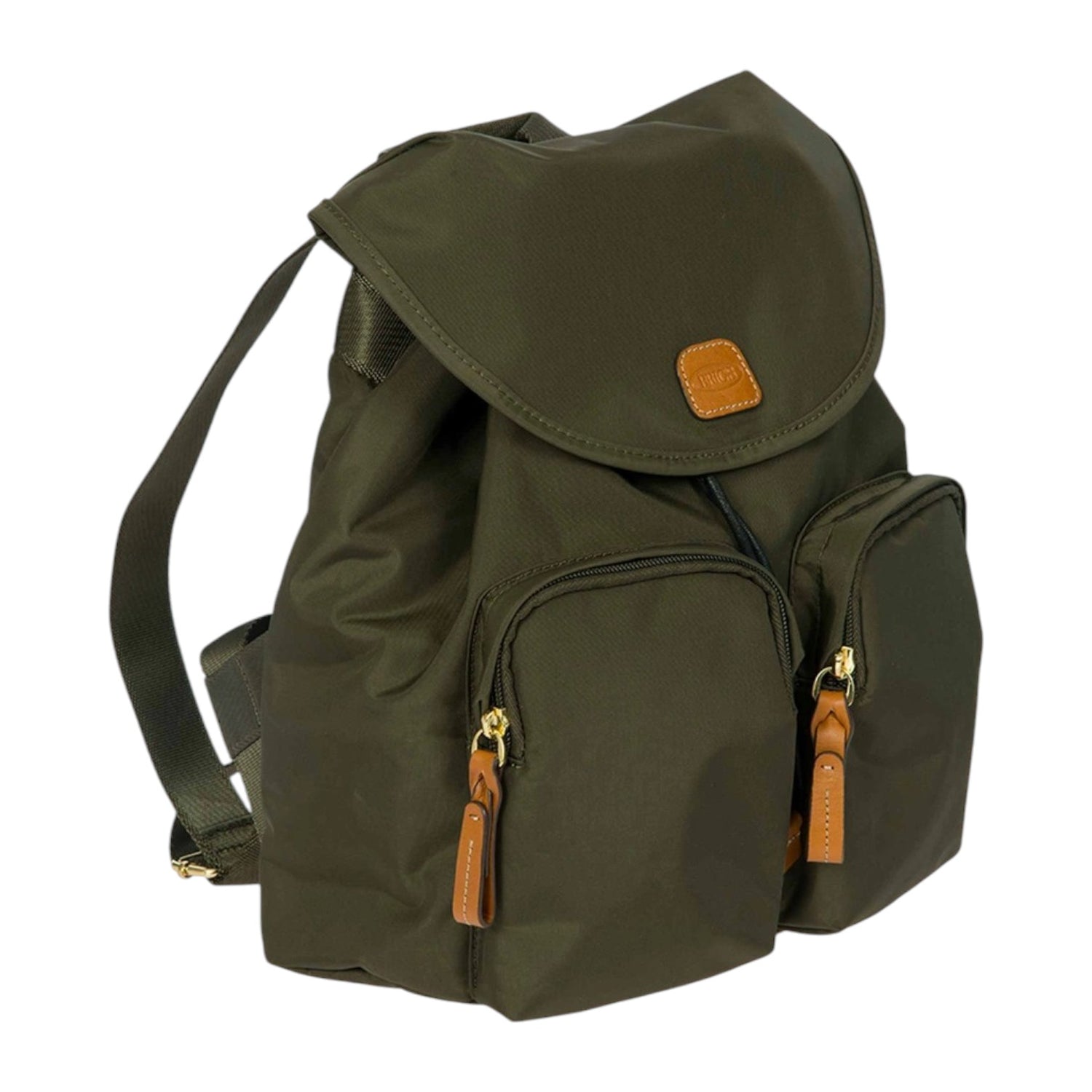 Bric's Zaino Unisex in Tessuto e Pelle Oliva con Tasconi