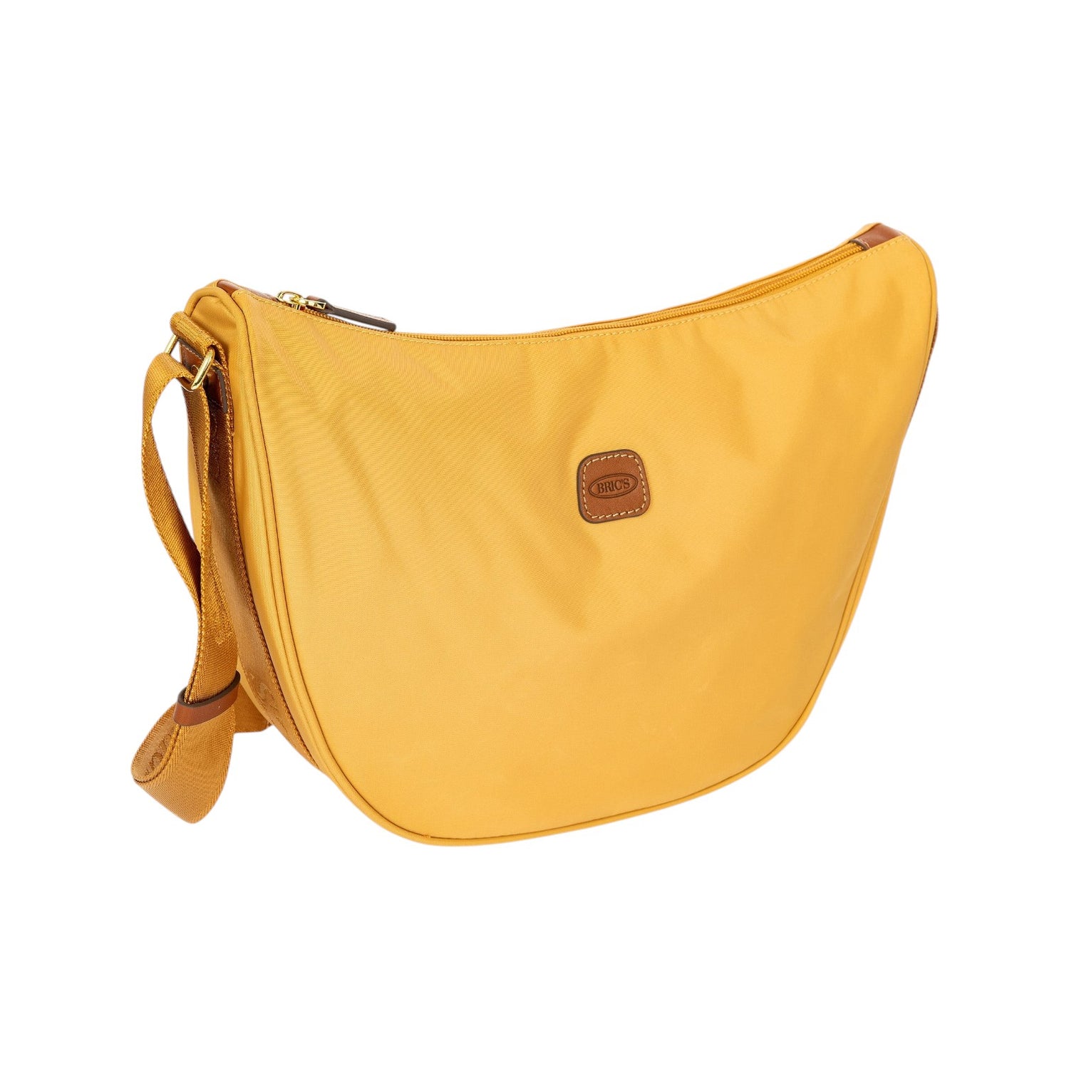 Bric's Mezzaluna Donna in Tessuto e Pelle Miele con Tracolla