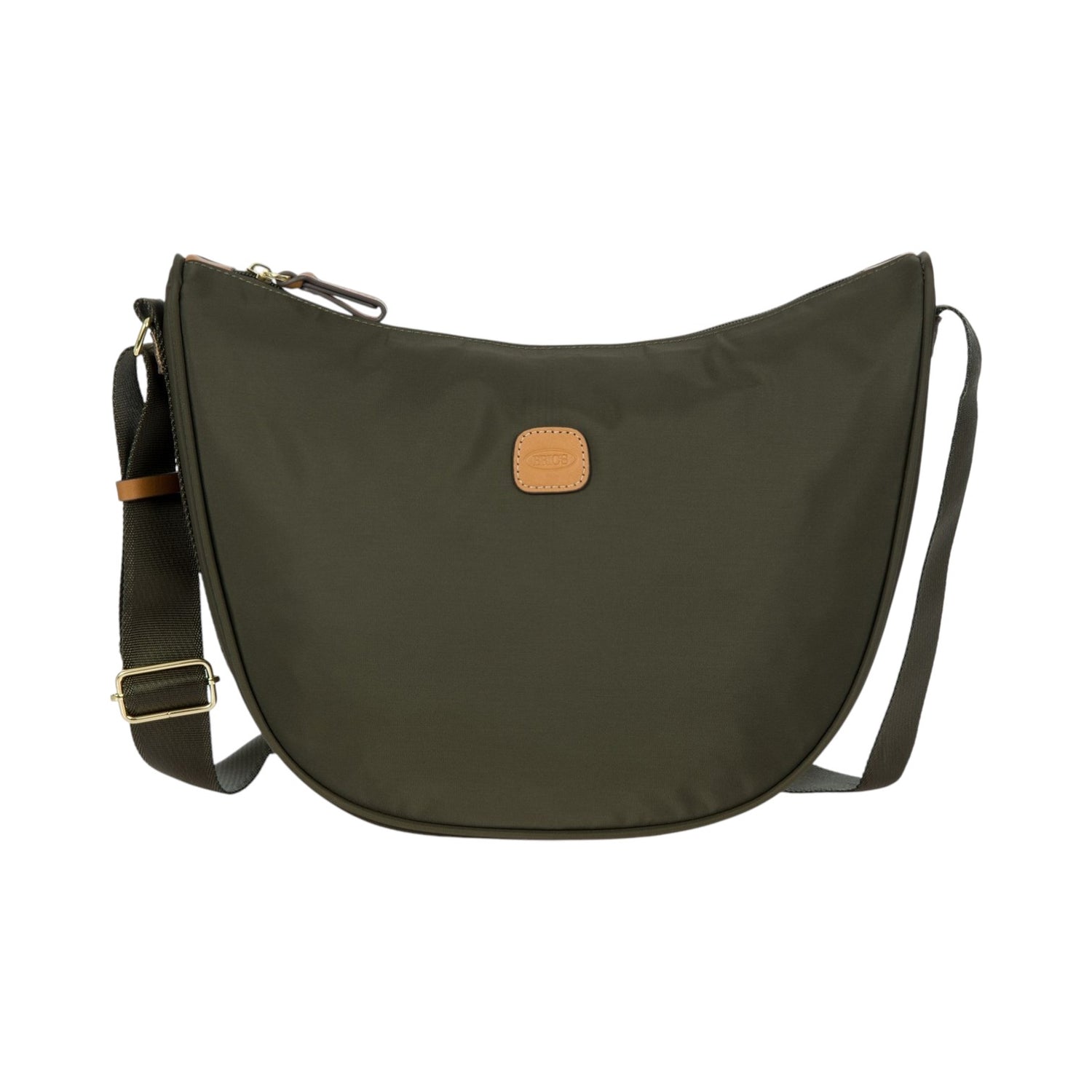 Bric's Mezzaluna Donna in Tessuto e Pelle Oliva con Tracolla