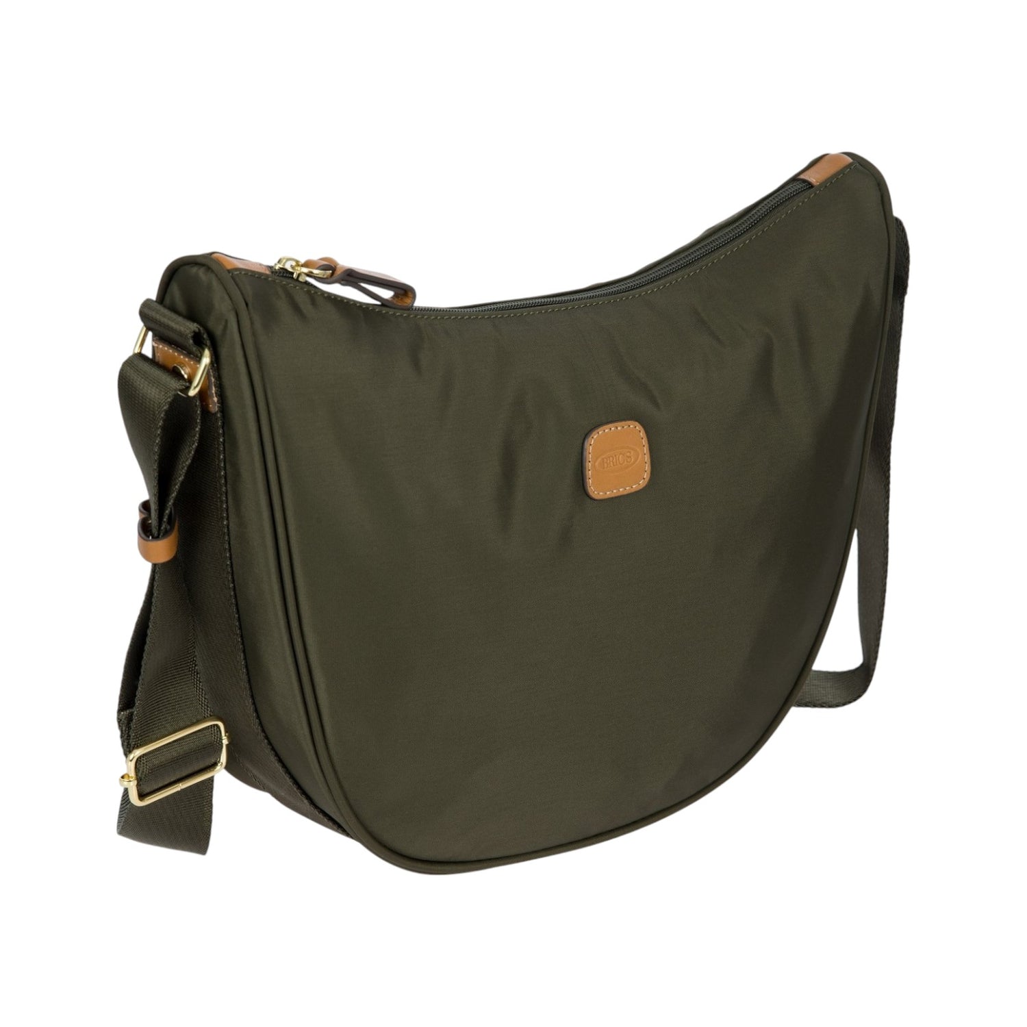 Bric's Mezzaluna Donna in Tessuto e Pelle Oliva con Tracolla