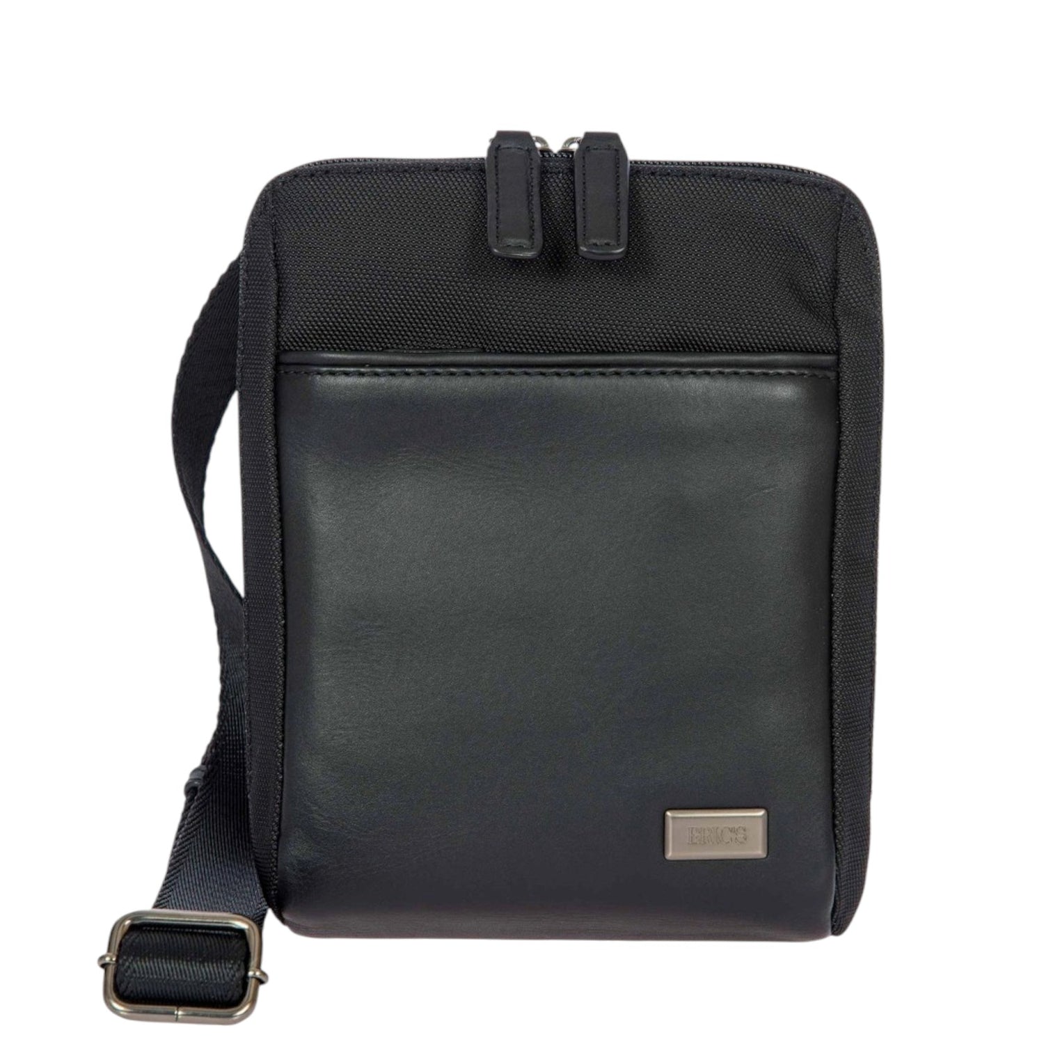 Bric's Borsello Uomo in Pelle e Tessuto Nero con Tracolla