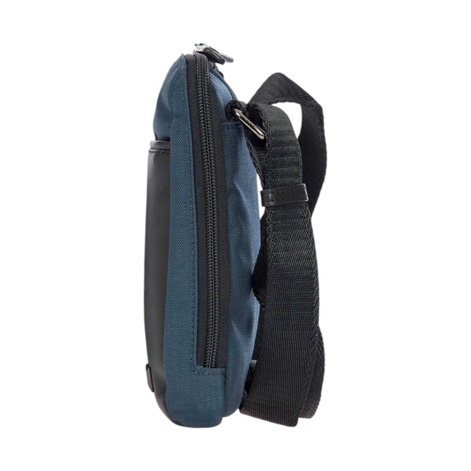 Bric's Borsello Uomo in Pelle e Tessuto Nero Blu con Tracolla
