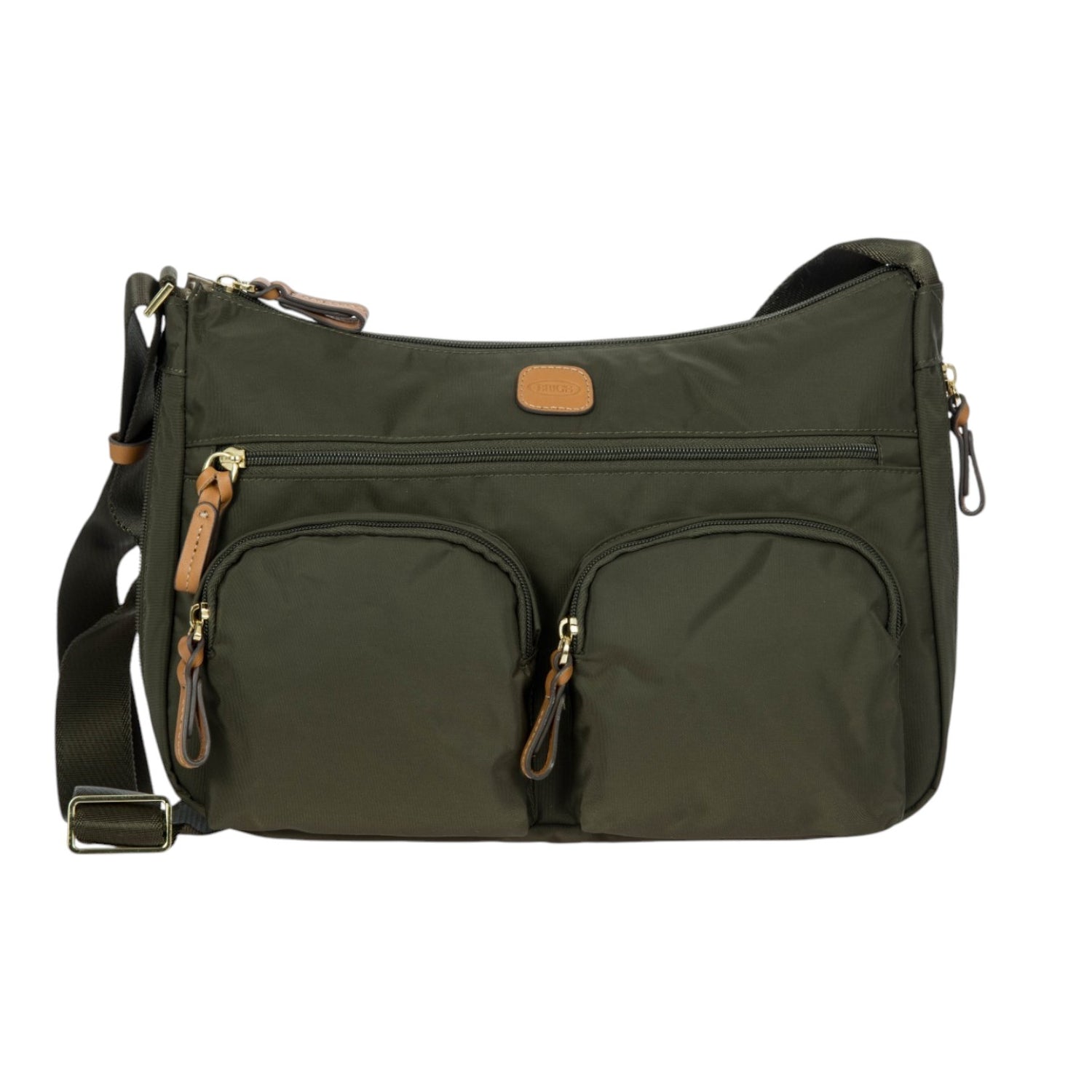 Bric's Tracolla Donna in Tessuto Oliva con Tasconi