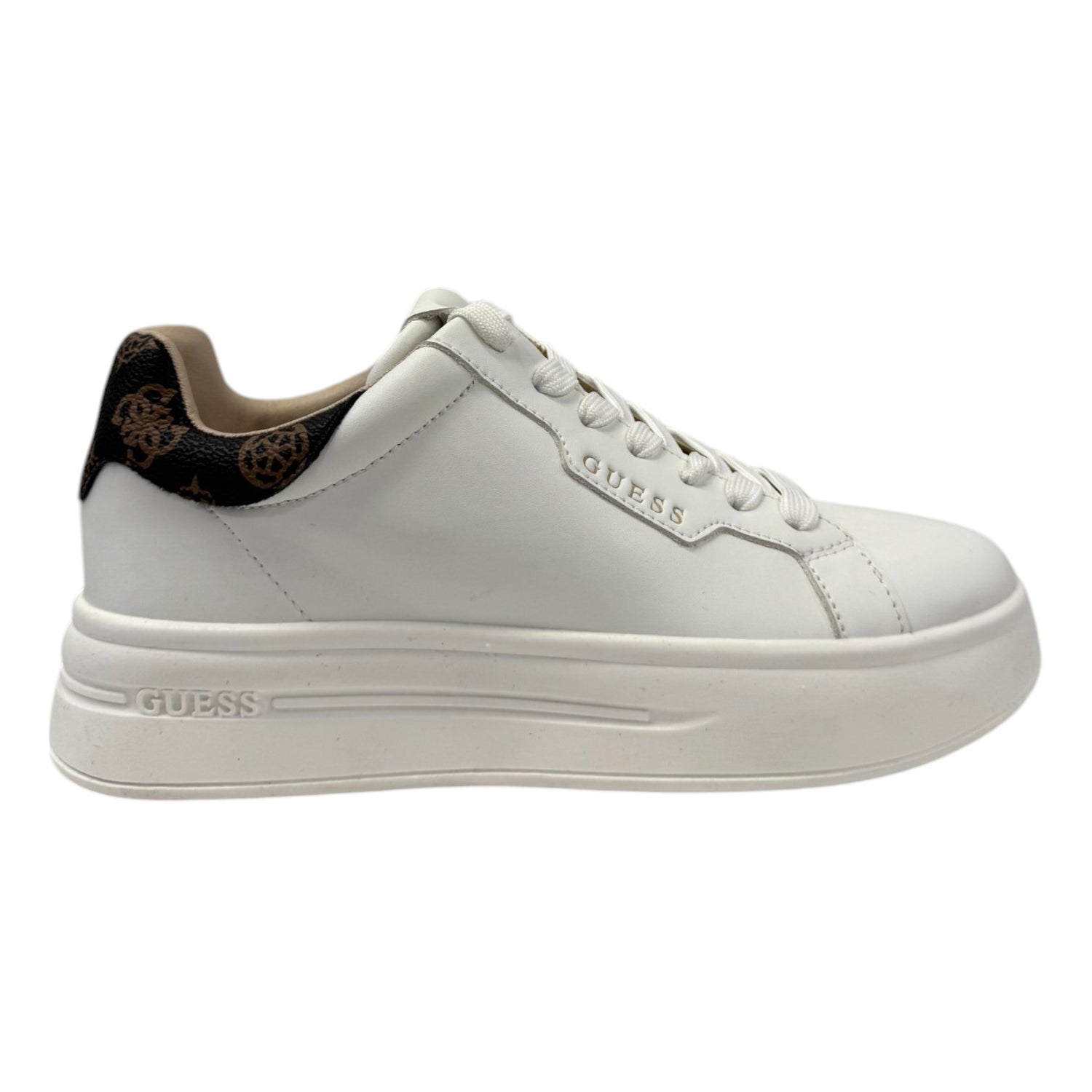 Guess Sneakers Bianca Marrone 4G Logo da Donna