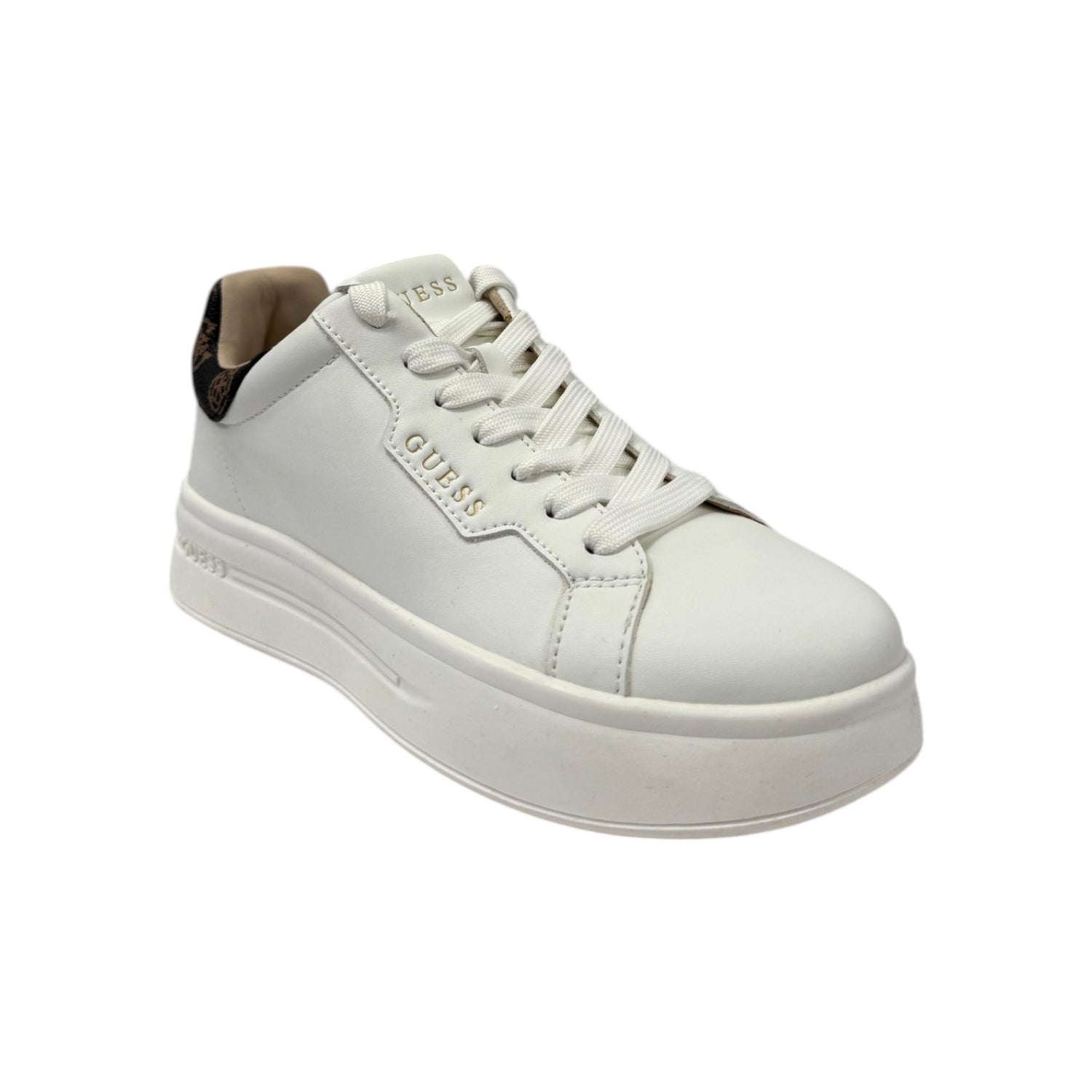 Guess Sneakers Bianca Marrone 4G Logo da Donna