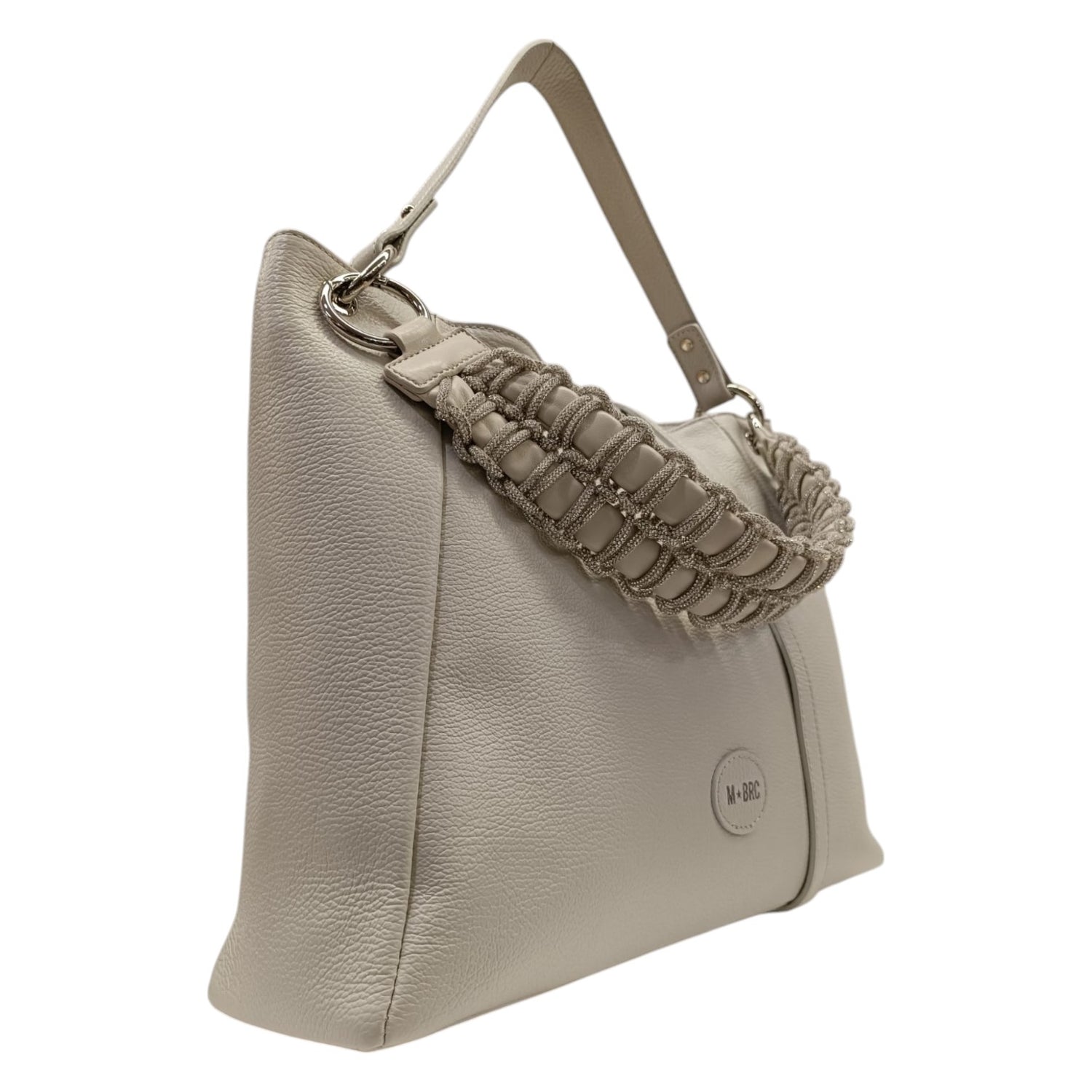 M Brc Borsa a Spalla Ghiaccio Argento Linea Obo Big da Donna