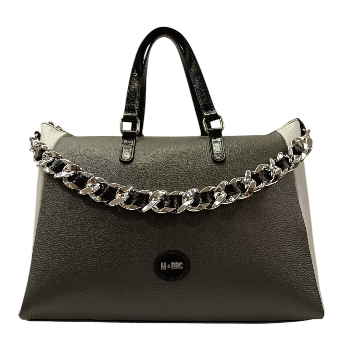 M Brc Borsa a Mano Grigio Ghiaccio Linea Remix con Catena da Donna