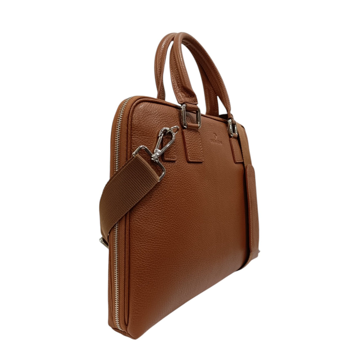 Caleidos Cartella Donna in Pelle Cuoio con Tracolla e Logo
