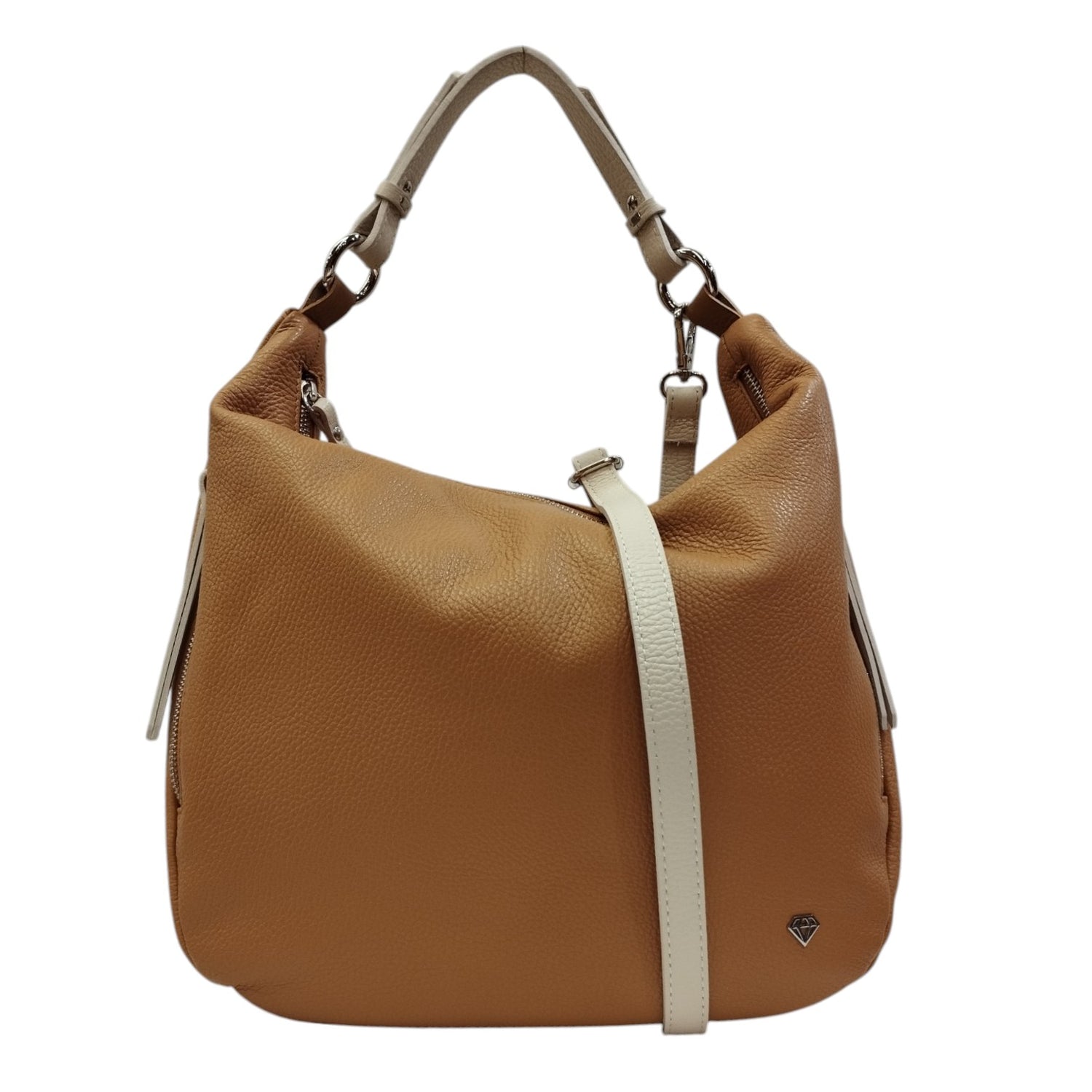 Caleidos Borsa a Spalla Donna in Pelle Cammello Beige con Tracolla