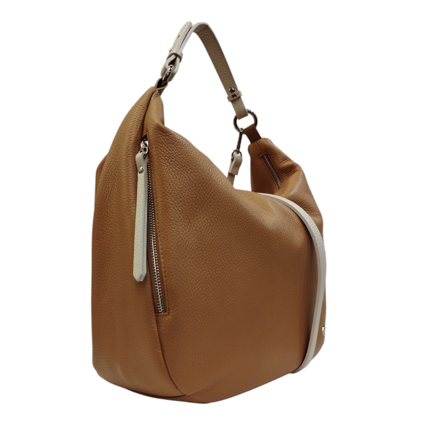 Caleidos Borsa a Spalla Donna in Pelle Cammello Beige con Tracolla