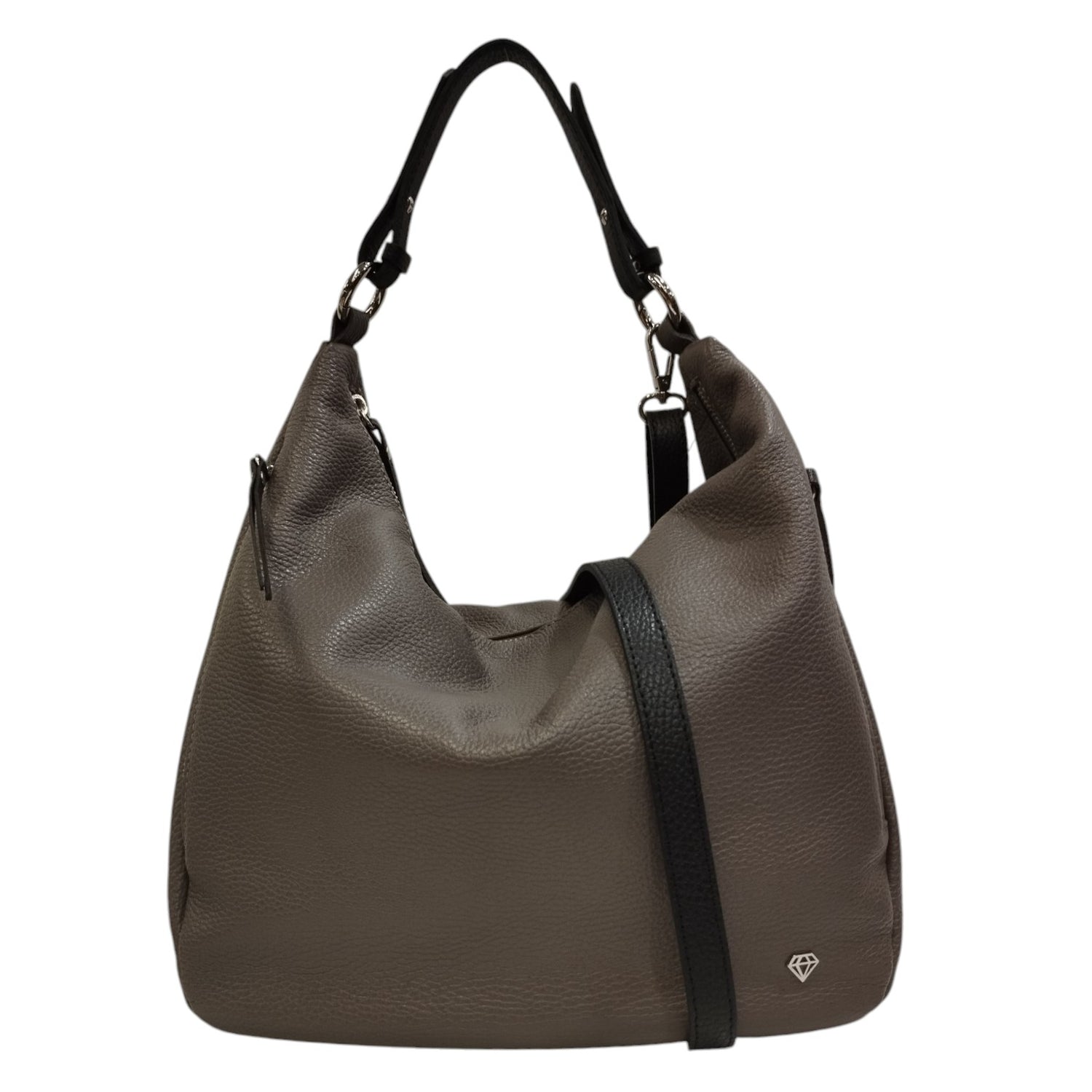 Caleidos Borsa a Spalla Donna in Pelle Nebbia con Tracolla e Manico Regolabile