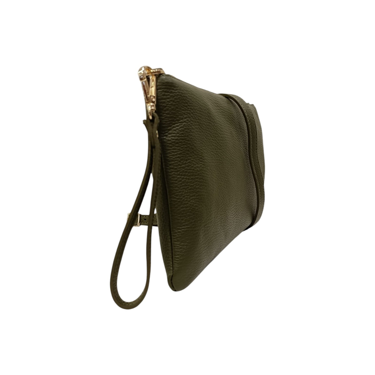 Caleidos Pochette Donna in Pelle Foresta con Tracolla e Polsino e Logo Laterale