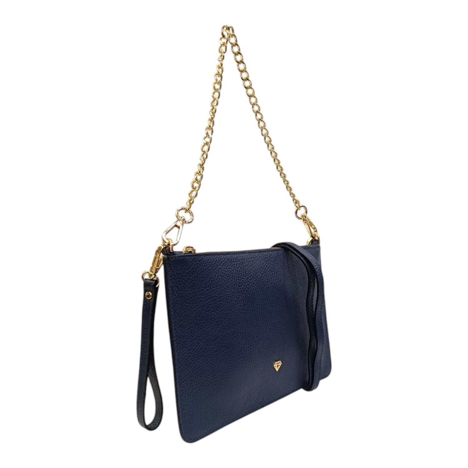Caleidos Pochette Grande Donna in Pelle Blu con Catena