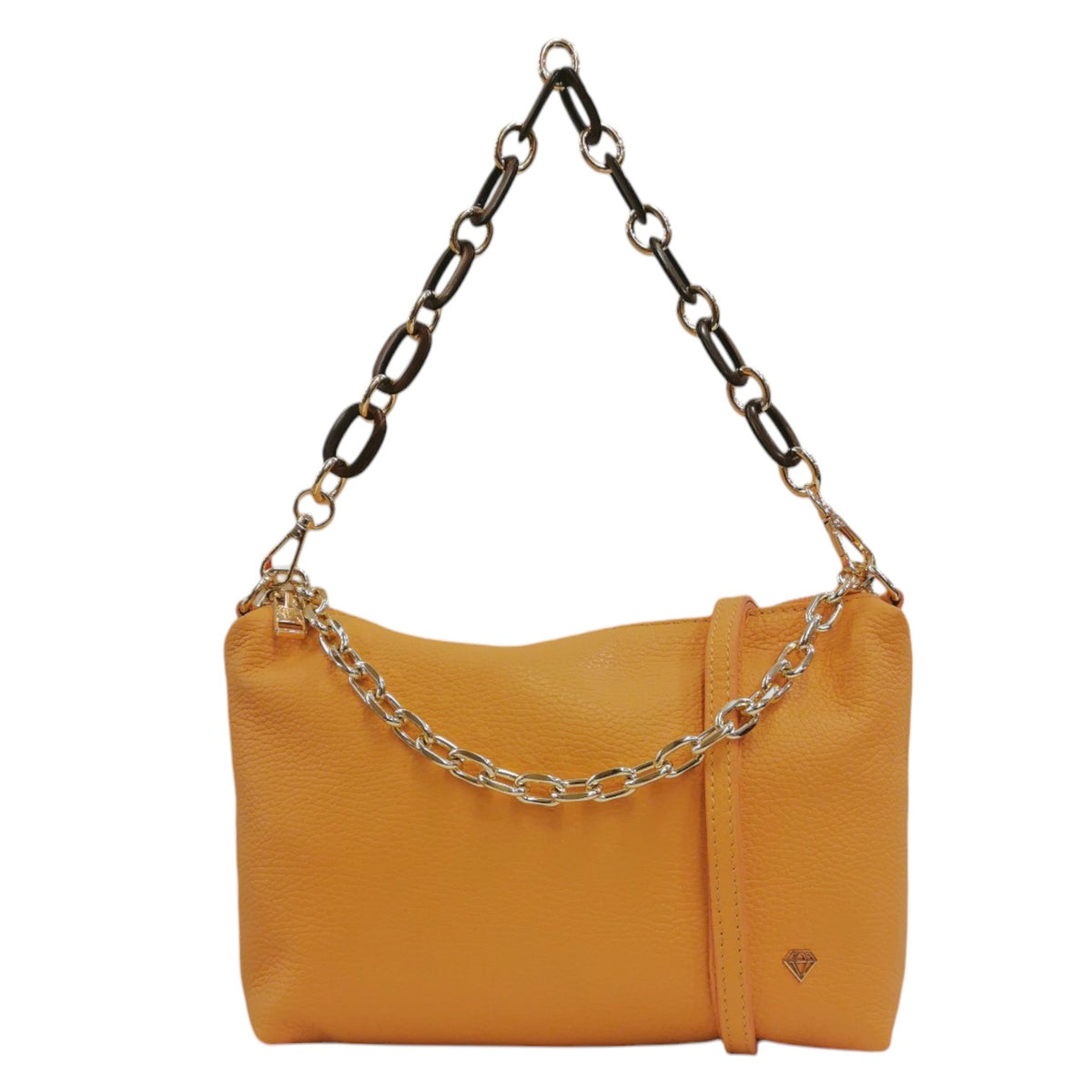Caleidos Pochette Donna in Pelle Albicocca con Tracolla e Catena Dorata