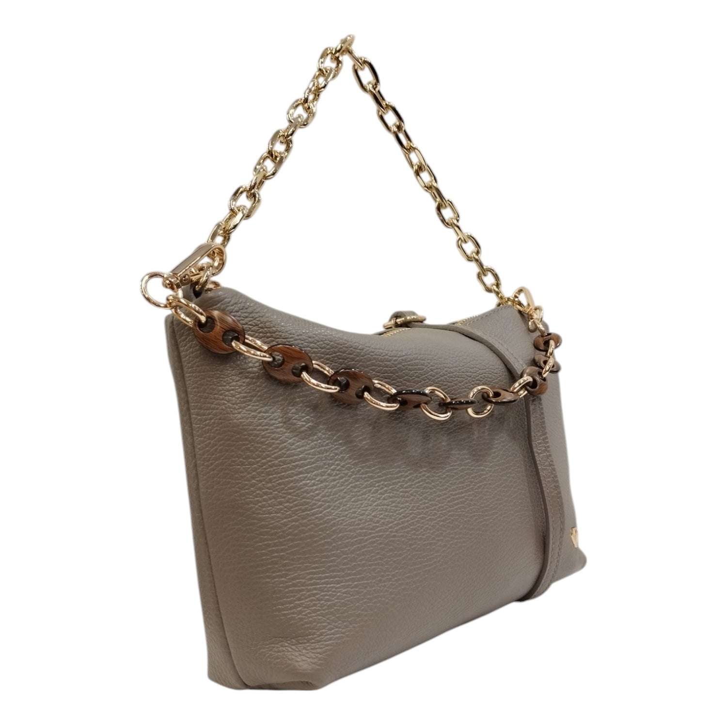 Caleidos Borsa a Tracolla Donna in Pelle Nebbia Con Doppio Manico a Catena
