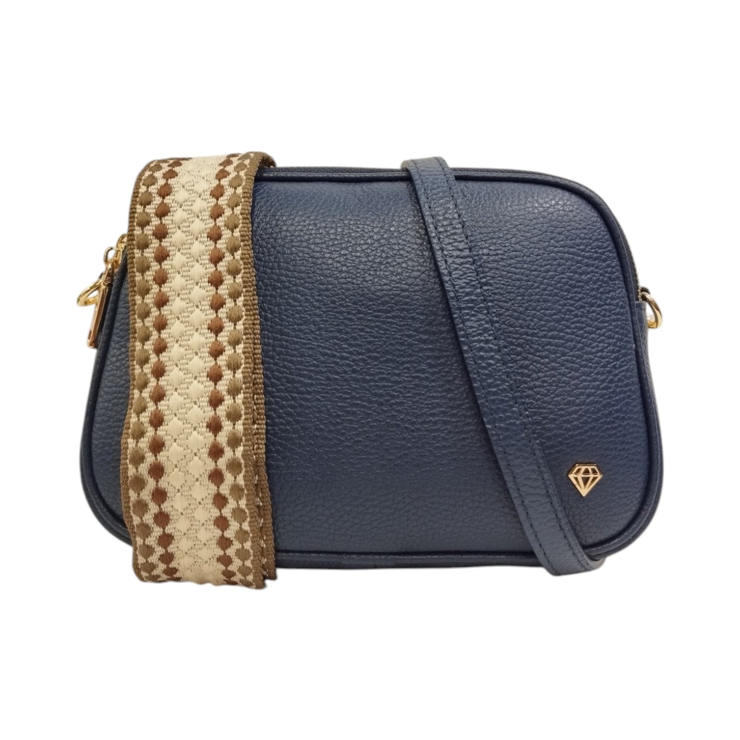 Caleidos Borsa a Tracolla Donna in Pelle Blu con Doppia Tracolla