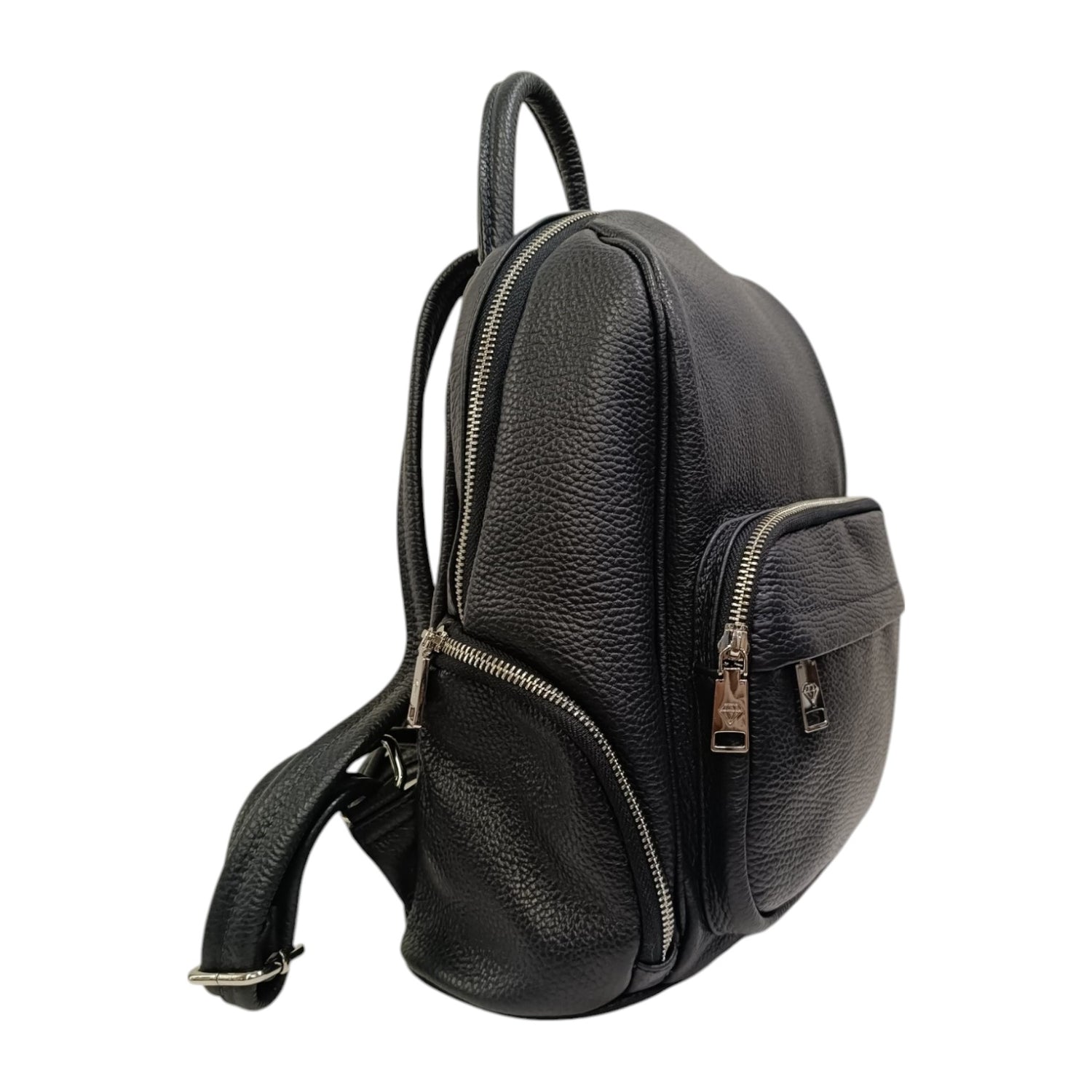Caleidos Zaino Donna in Pelle Blu Notte con Zip Laterali