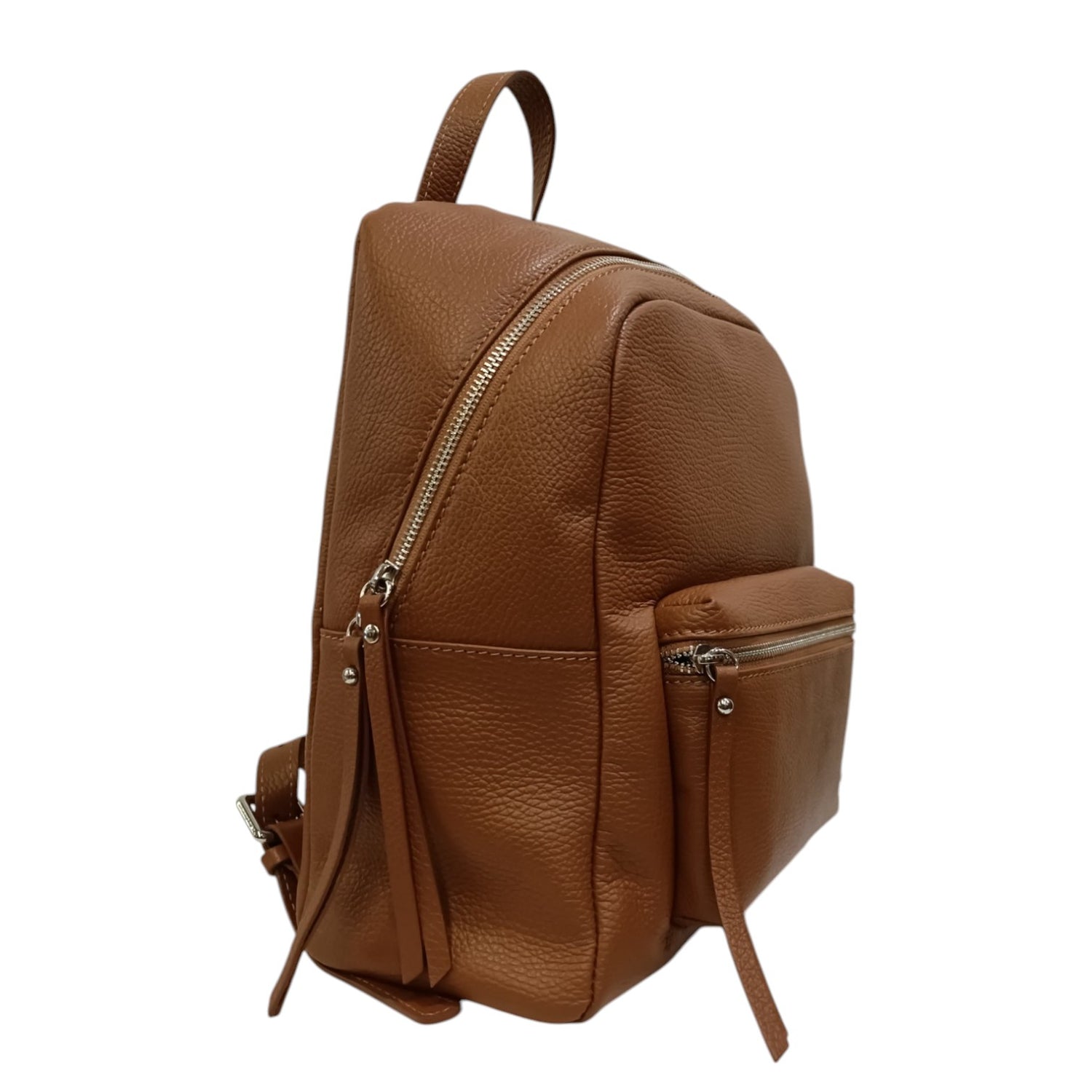 Caleidos Zaino Donna in Pelle Cuoio con Tasca Frontale e Logo