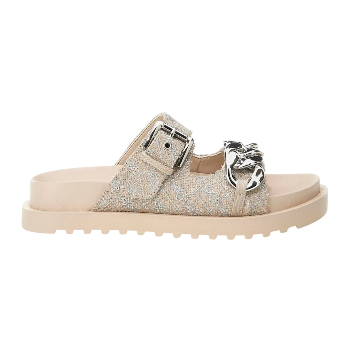 Guess Ciabatta Beige Argento Fatema 4G Logo da Donna