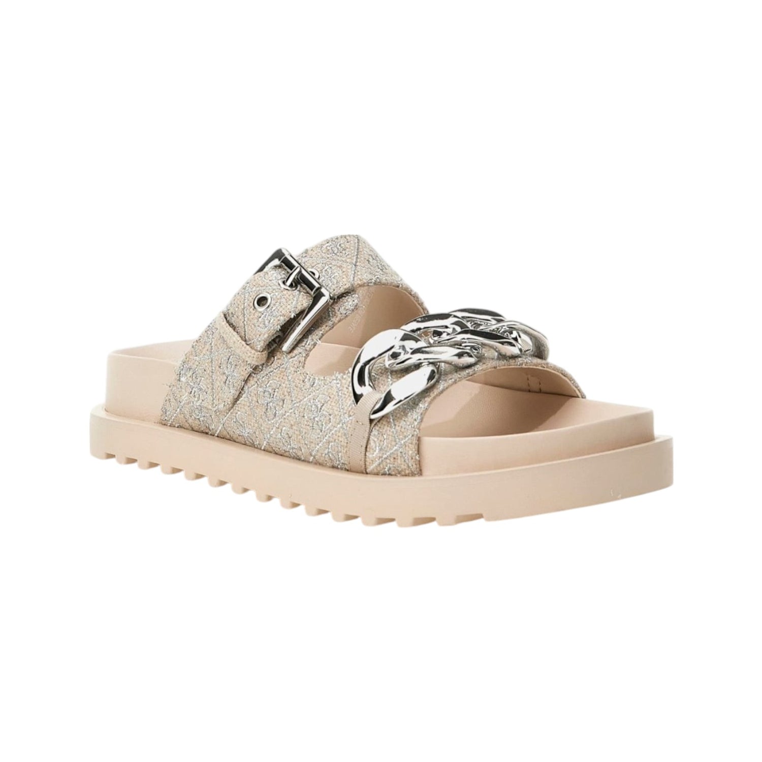 Guess Ciabatta Beige Argento Fatema 4G Logo da Donna