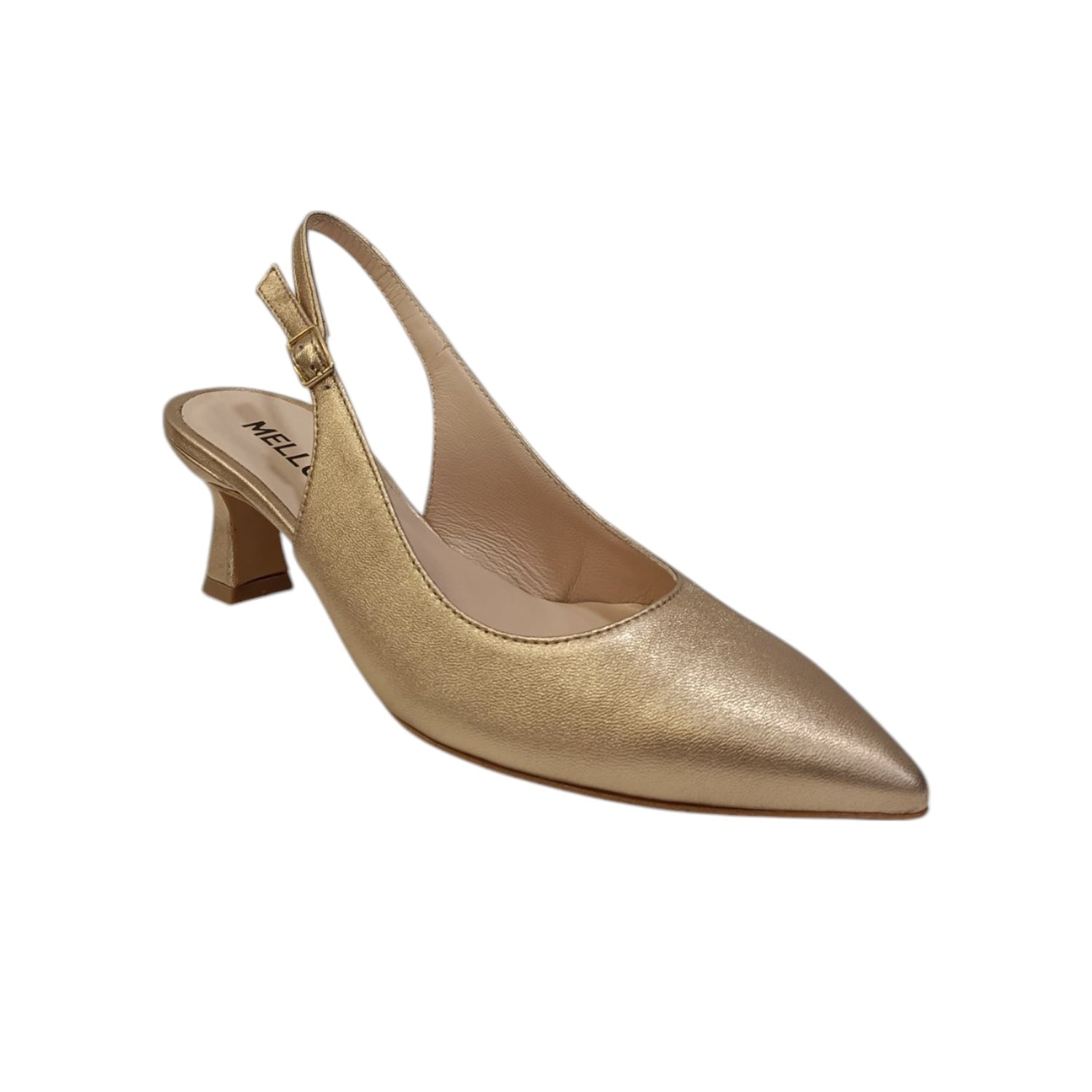 Melluso Chanelle Donna in Pelle Laminata Nude con Tacco Basso 60mm