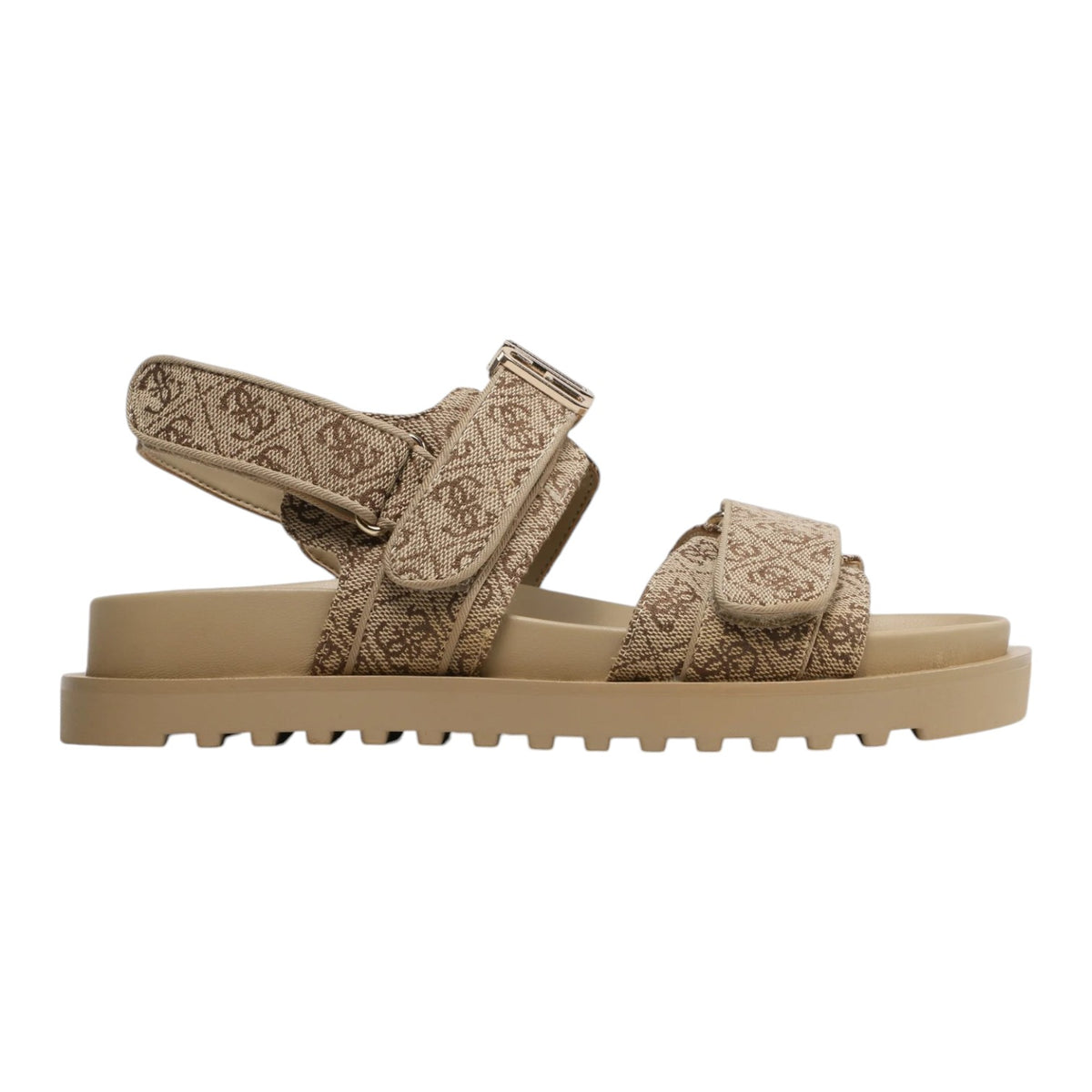 Guess Sandalo Beige Marrone Stampa 4G con Strappo da Donna