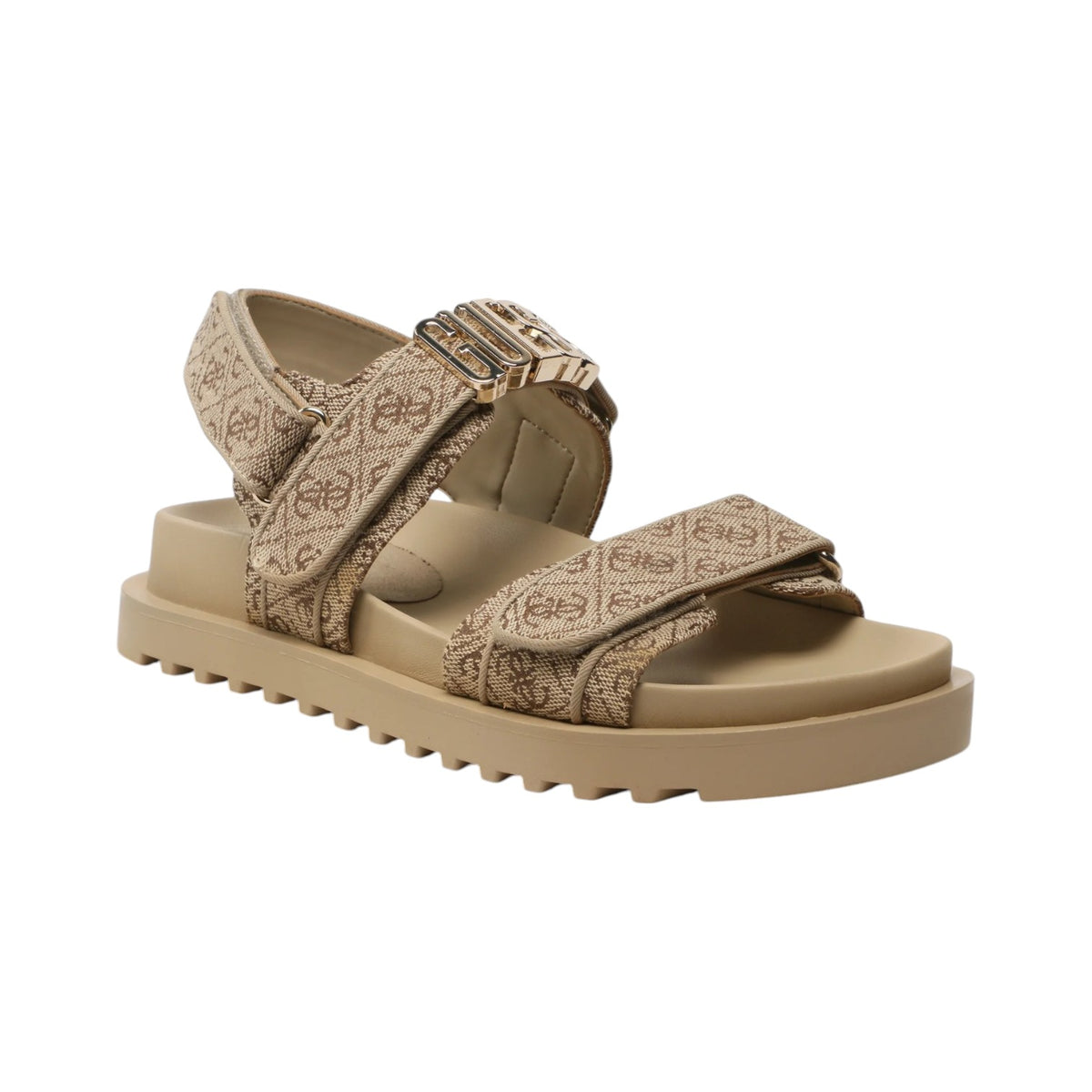 Guess Sandalo Beige Marrone Stampa 4G con Strappo da Donna