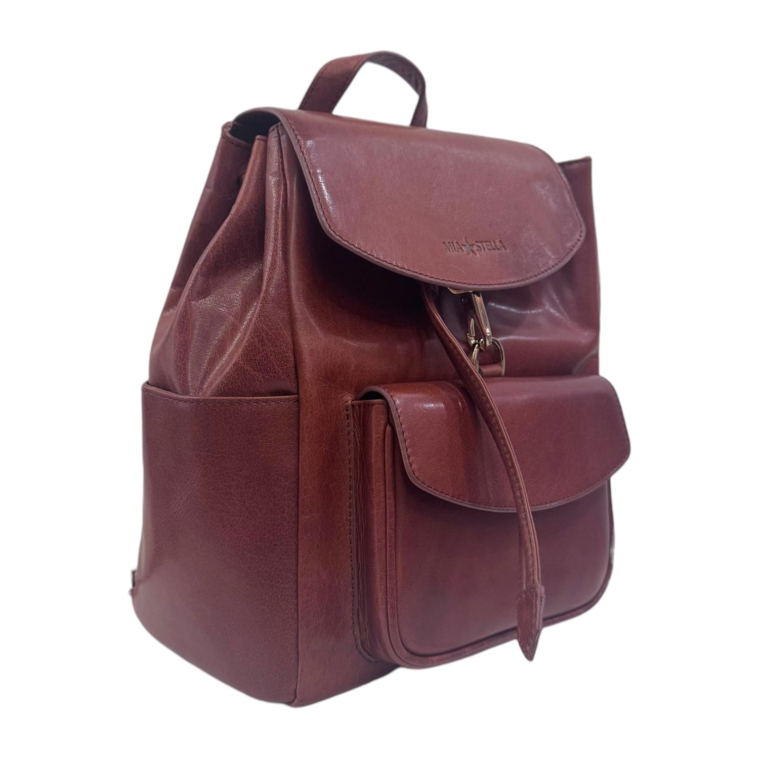Mia Stella Zaino Donna con Moschettone in Pelle Cuoio