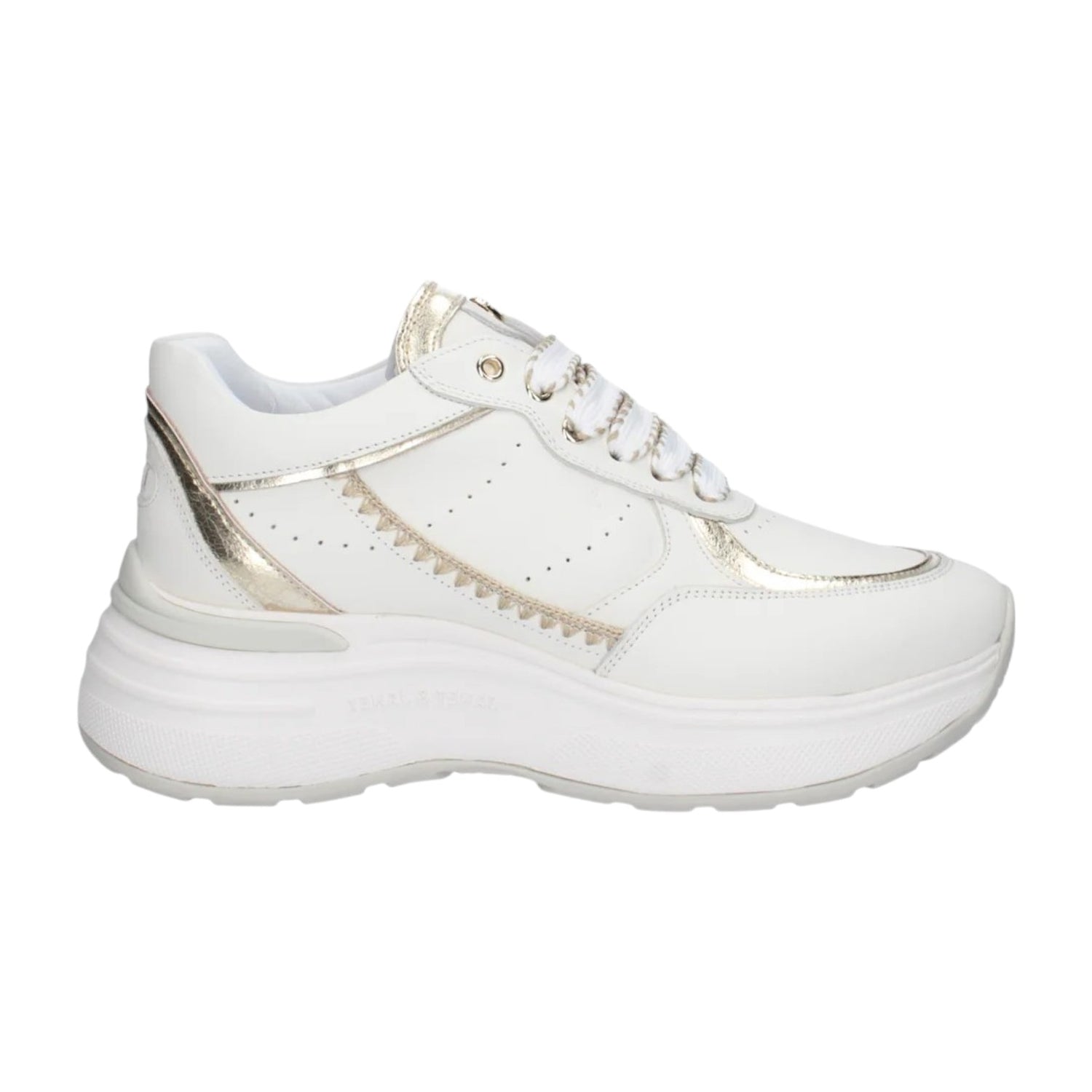 Janet&Janet Sneakers Platform Bianca Oro in Pelle da Donna
