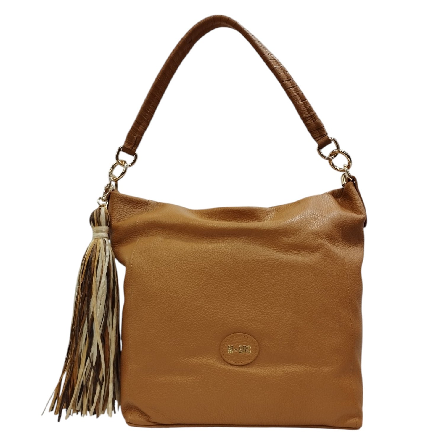 M Brc Borsa a Spalla Donna Linea Farouk in Pelle Cuoio con Accessorio Frontale RImovibile