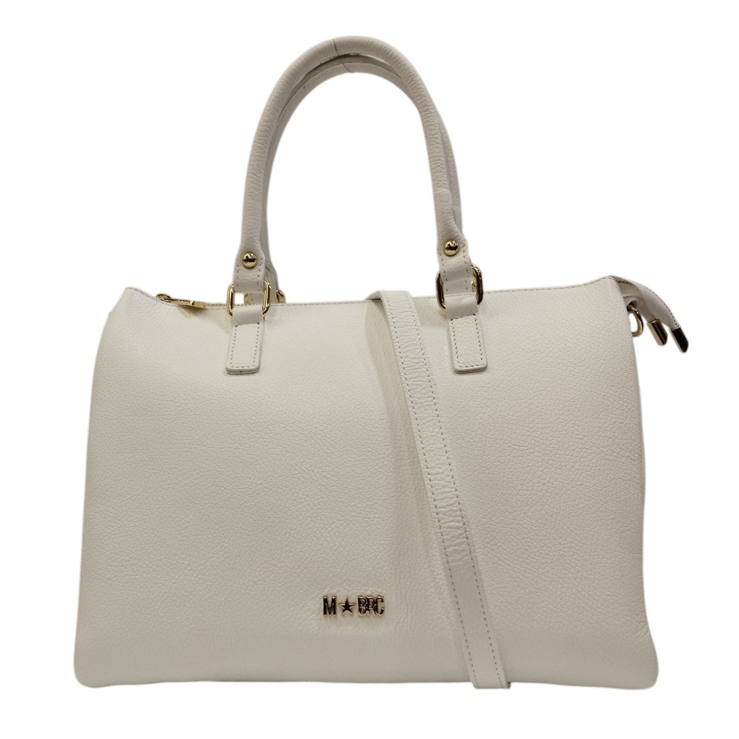 M Brc Borsa a Mano Grande Bianca Linea Piuma da Donna