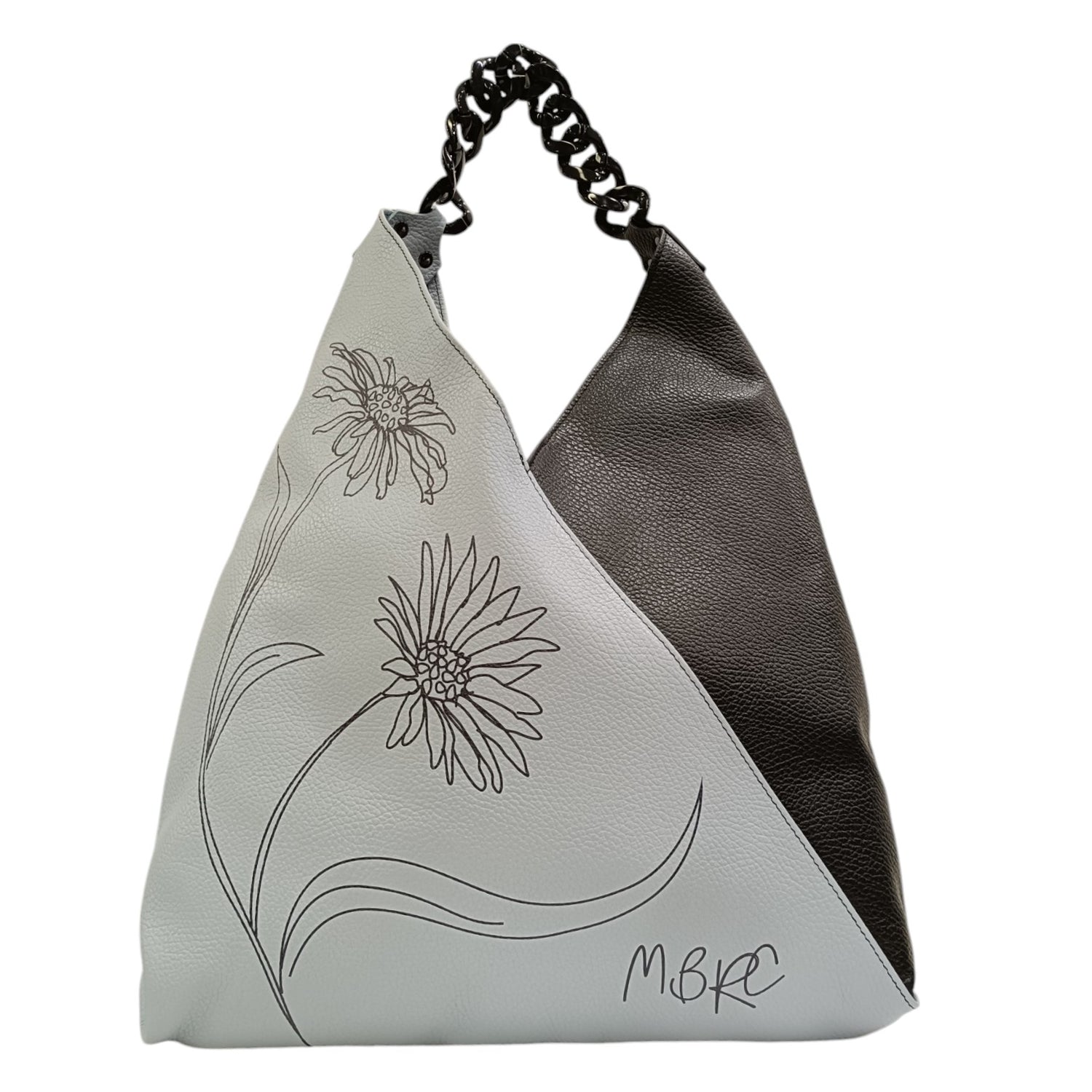 M Brc Borsa a Spalla Donna Linea Graphik in Pelle Celeste Nero