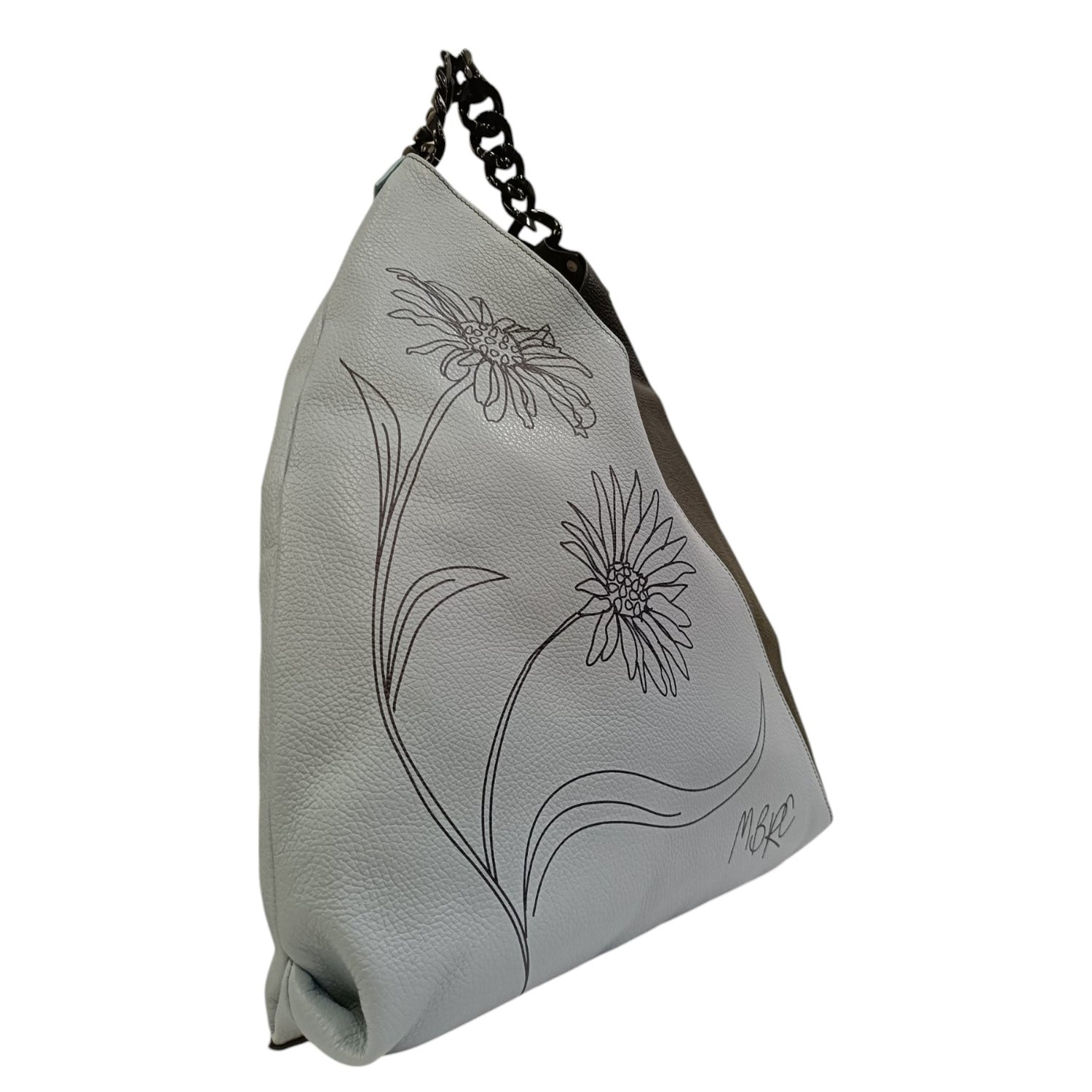 M Brc Borsa a Spalla Donna Linea Graphik in Pelle Celeste Nero