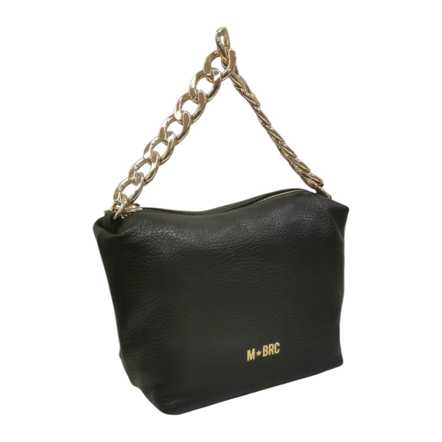 M Brc Borsa a Mano Donna in Pelle Nera Linea Jolly con Metalleria Oro