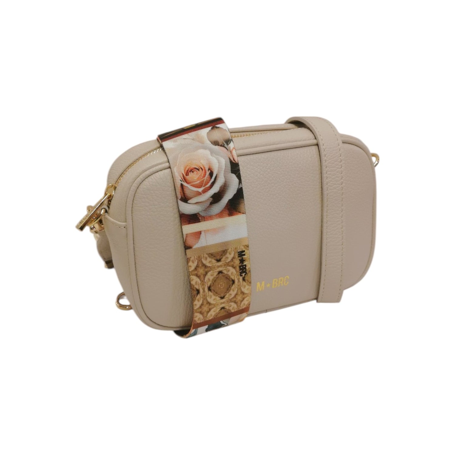 M Brc Camera Bag Donna Linea Obona in Pelle Avorio con Doppia Tracolla