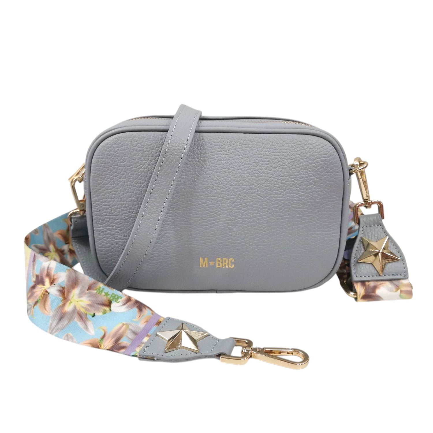 M Brc Camera Bag Donna Linea Obona in Pelle Celeste con Doppia Tracolla