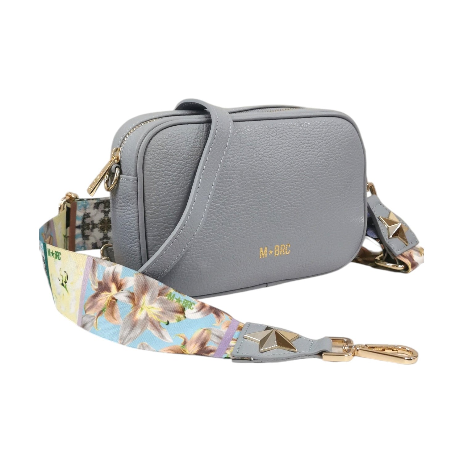 M Brc Camera Bag Donna Linea Obona in Pelle Celeste con Doppia Tracolla