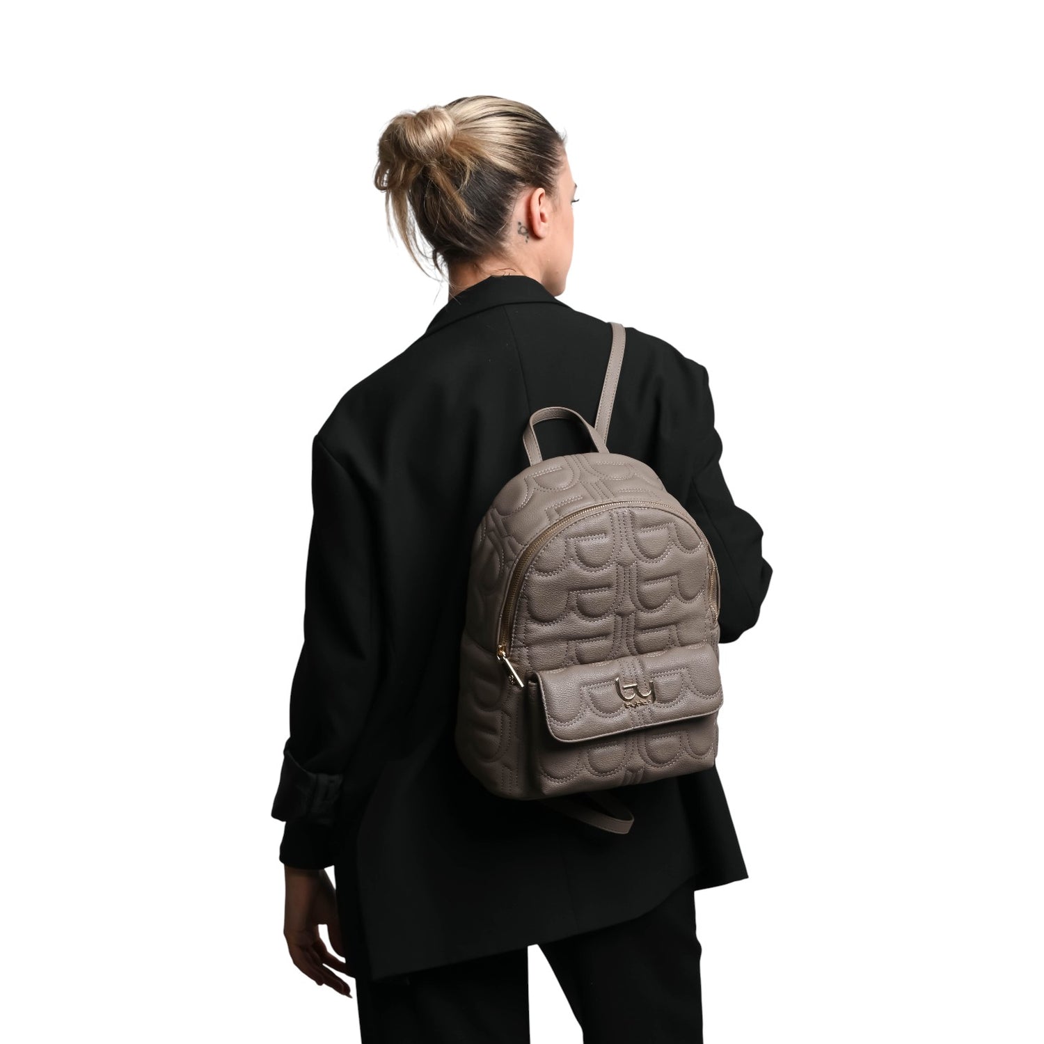 By Byblos Zaino Donna in Ecopelle Tortora con Logo All Over