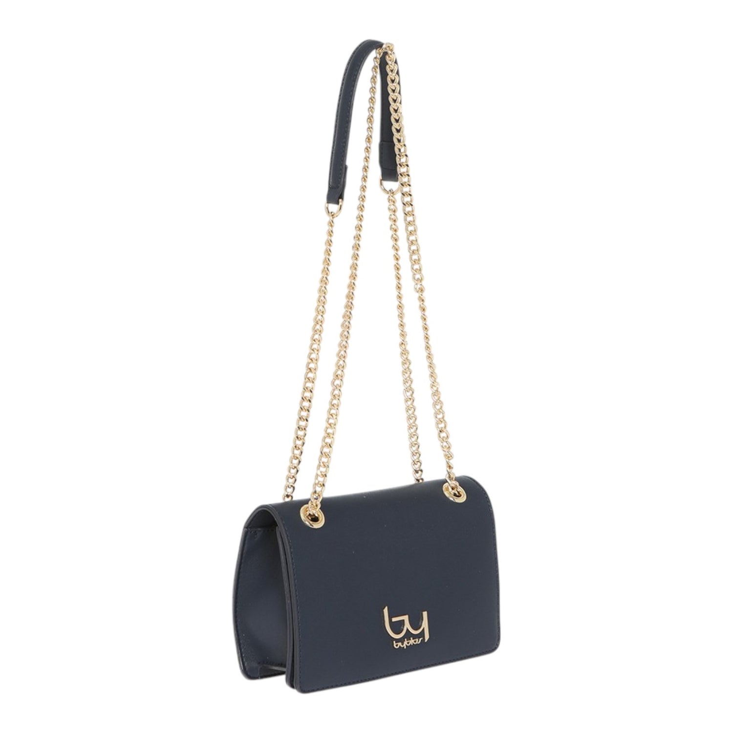 By Byblos Borsa a Tracolla Donna in Ecopelle Blu con Catena Dorata